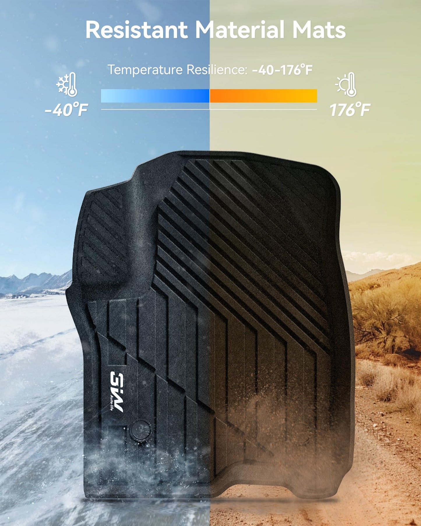 3W Floor Mats & Cargo Liner Fit for 2021 2022 2023 2024 2025 Chevy Tahoe/GMC Yukon/Cadillac Escalade 7 Seat, TPE All Weather Custom Fit Car Accessories Heavy Duty Rubber Full Set Trunk Mats