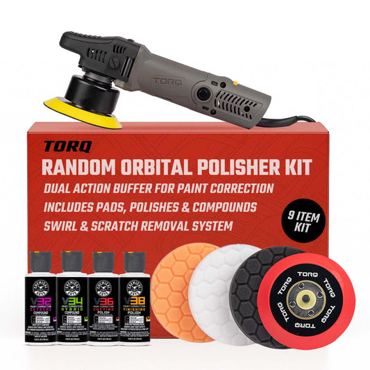Chemical Guys BUF_503X TORQX Random Orbital Polisher, Pads, Polishes & Compounds Kit (Safe for Cars, Trucks, SUVs, & More) 700W, Orbit 8mm - 9 Items
