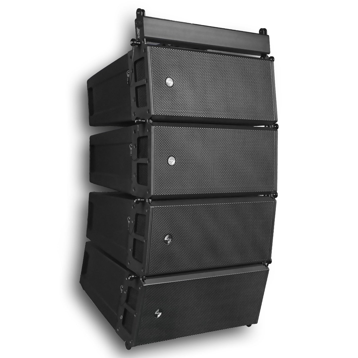 Sound Town ZETHUS Series Powered Line Array Speaker System with Four Dual 6.5-inch Line Array Speakers, One Flying Frame, Black (ZS-A26X4F)