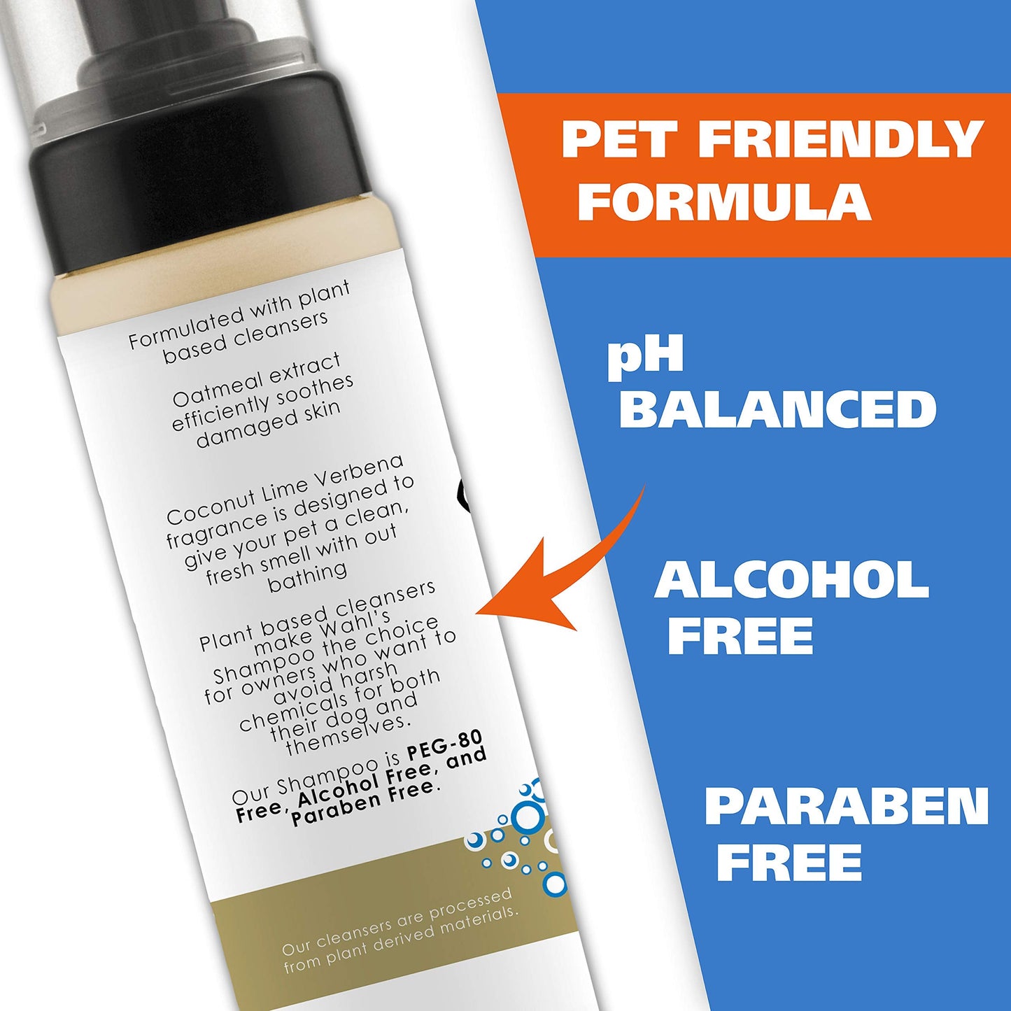 Wahl USA Pet Friendly Waterless No Rinse Shampoo for Animals - Coconut Lime Verbena Scent – Oatmeal Formula Cleans, Conditions, Detangles & Moisturizes Dogs Fur – 7.1 Oz - Model 820015A