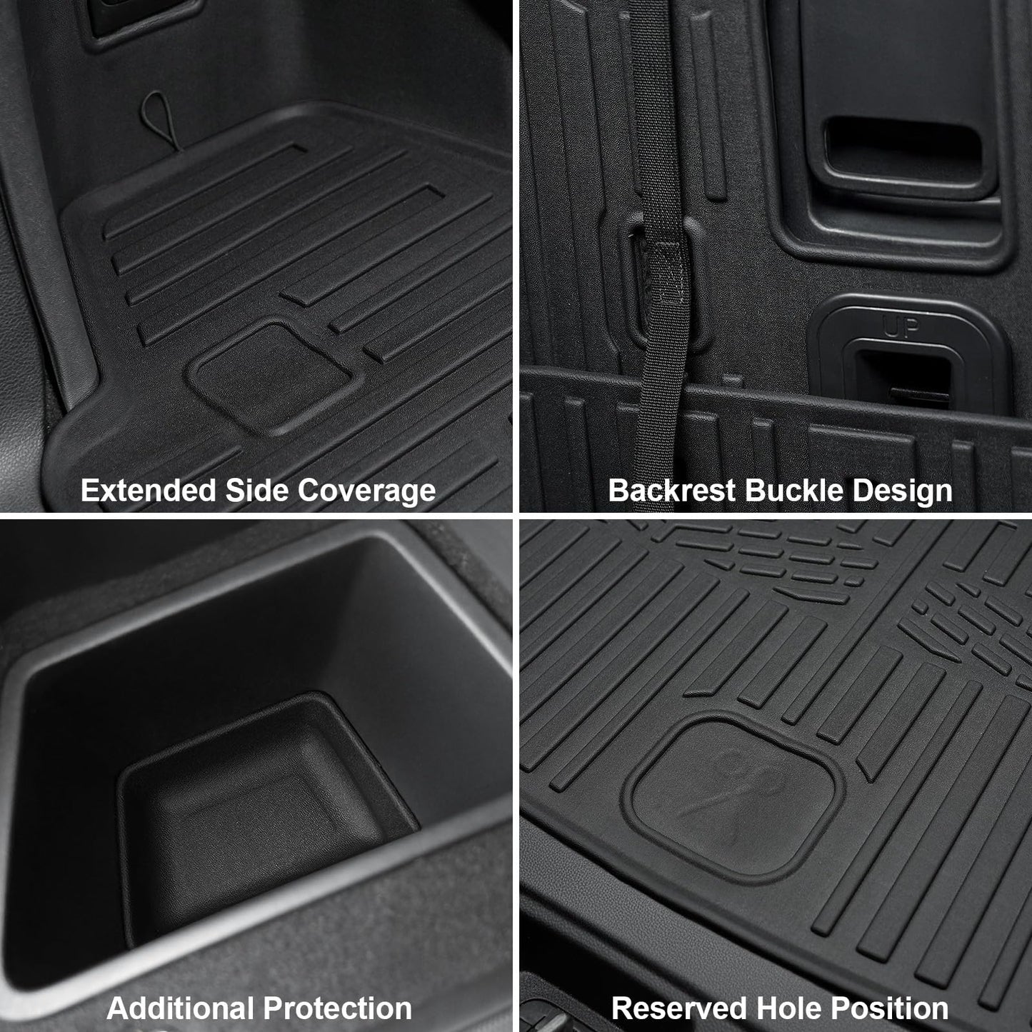 GALVAGNITE Floor Mats for 2016-2024 2025 Dodge Durango 6-seat, All Weather TPE Cargo Liner Cargo Mat and 3rd Row Backrest Mats for Durango Accessories