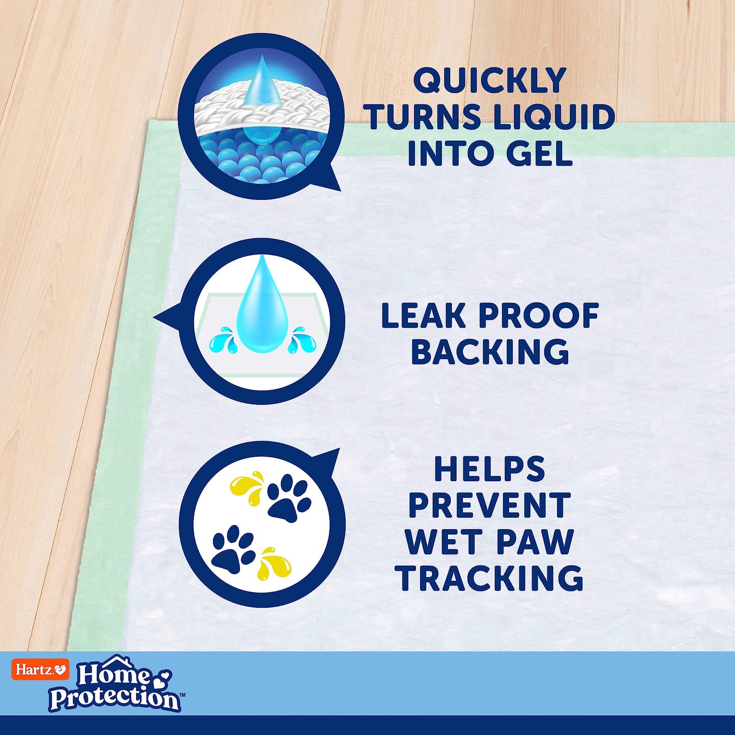 Hartz Home Protection Unscented USA Made Dog Pads, 50 count, Super Absorbent & Won't Leak, Odor Eliminating