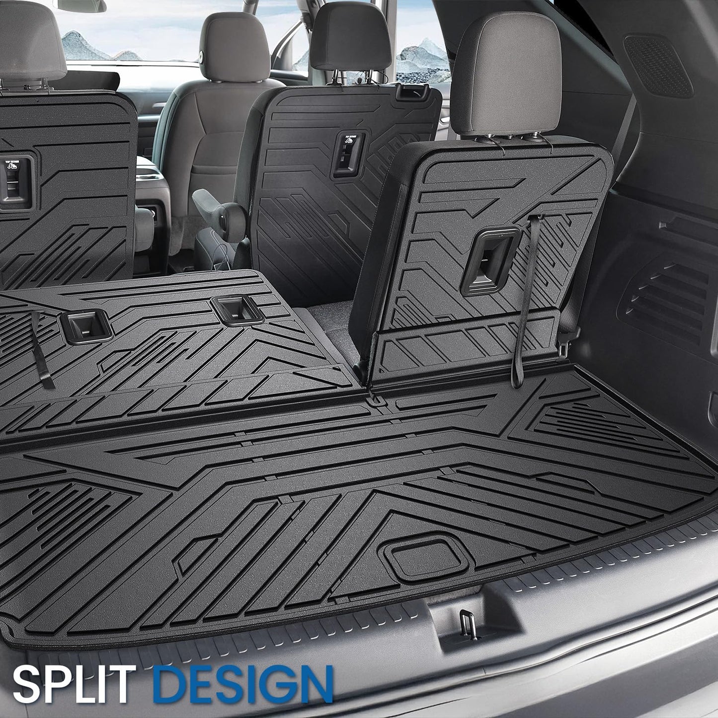 JOULARISE Floor Mats Set for 2024 2025 2026 Chevy Traverse & 2025 2026 Buick Enclave 7 Seats Captain Chairs, TPE All Weather Cargo Liner Trunk Mat Door Sill Guards Car Accessories