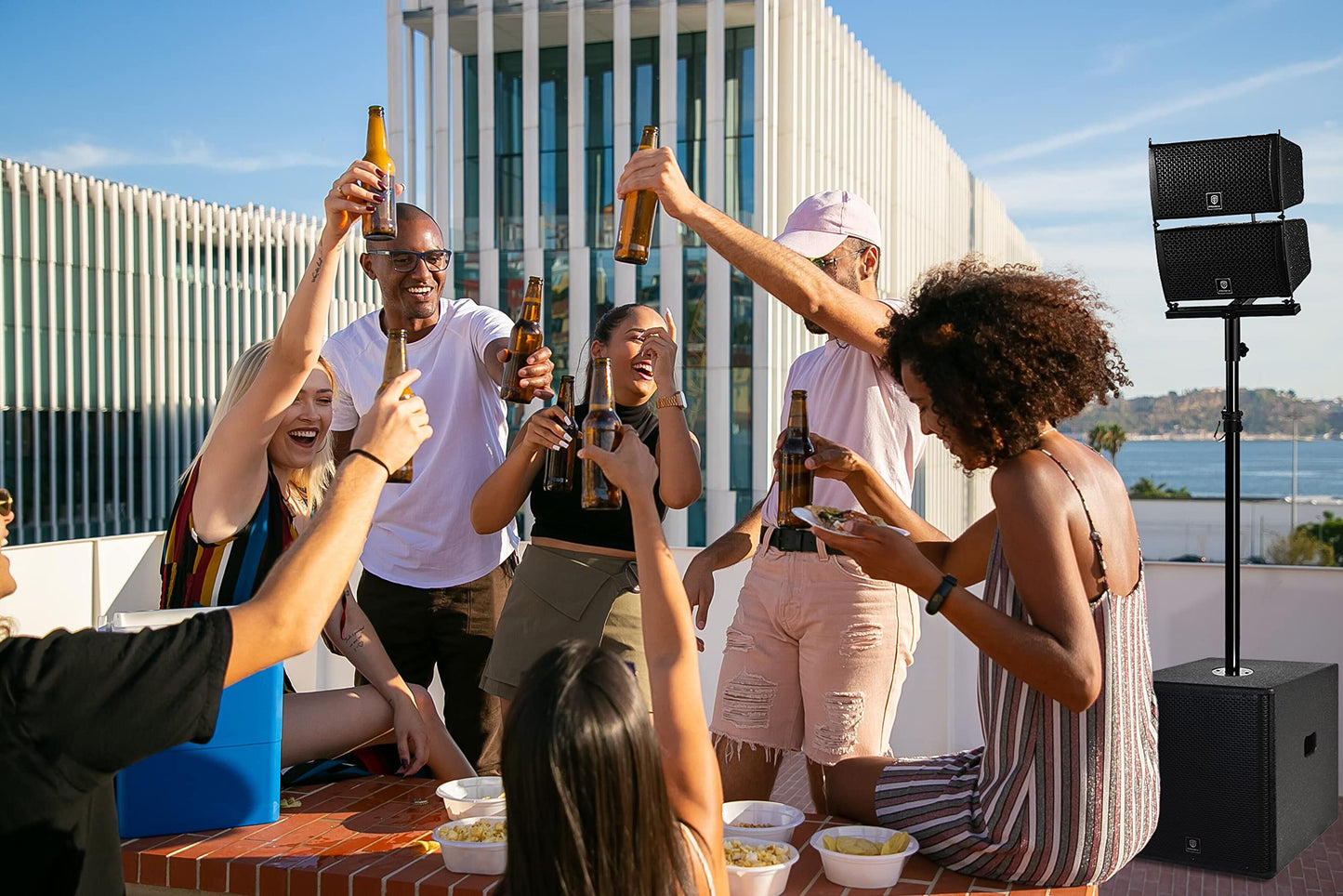 PRORECK Club 6000 15-inch 6000W P.M.P.O Stereo PA Speaker System Combo Set 4 Line Array Speakers, 2 15-inch Subwoofers with Bluetooth/USB Read/SD Card/Remote Control, for Party DJ Wedding Meeting