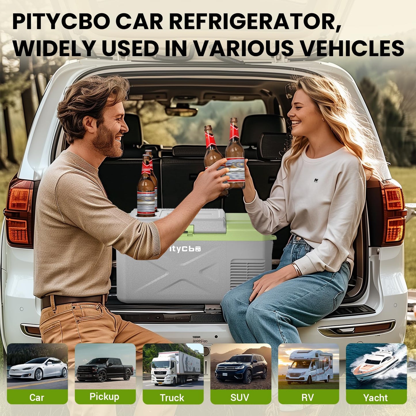 Pitycbo Car Refrigerator 12v Portable Fridge for Car, Auto 19 Quart Freezer Cooler, -4℉—68℉ 12/24V DC 100~240 Volt AC for Truck, Camping, Travel, Vehicles, RV