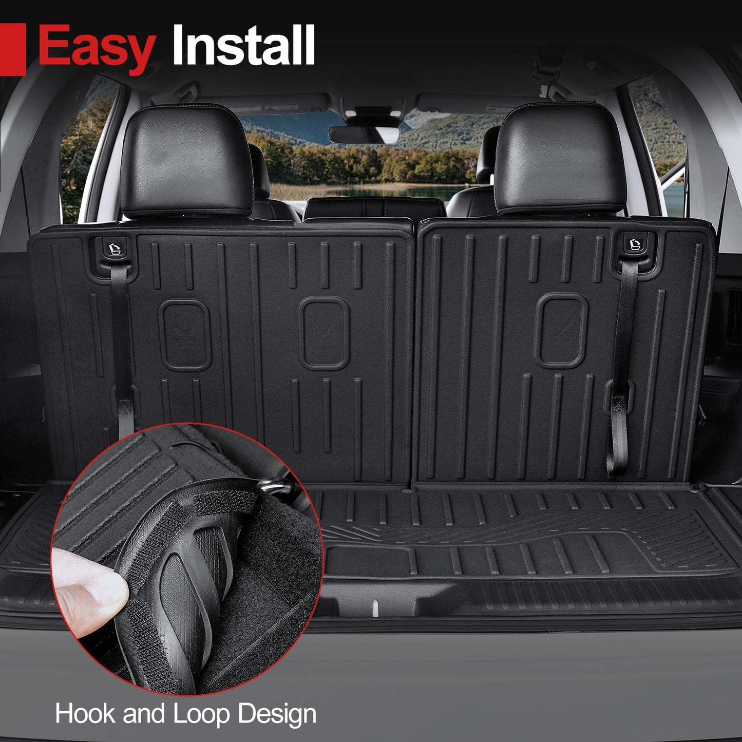 HOUCLEMIC Floor Mats for 2023-2025 Honda Pilot Cargo Mat with Backrest Mat All Weather TPE Cargo Liner Car Mats Replacement Protection for 2025 Honda Pilot Accessories Door Sill Guards