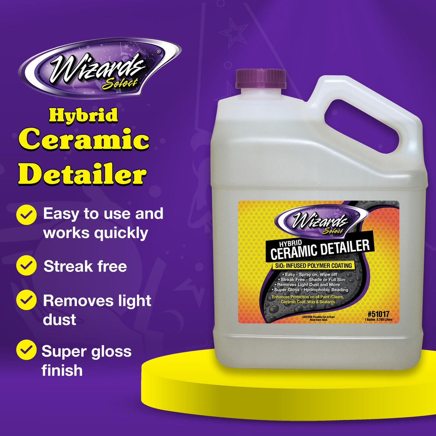 Wizards Select Hybrid Quick Ceramic Detailer - 1 Gallon - SiO2 Infused Polymer Coating & Ceramic Spray Wax to Protect Paint, Ceramic Coat, Wax & Sealants