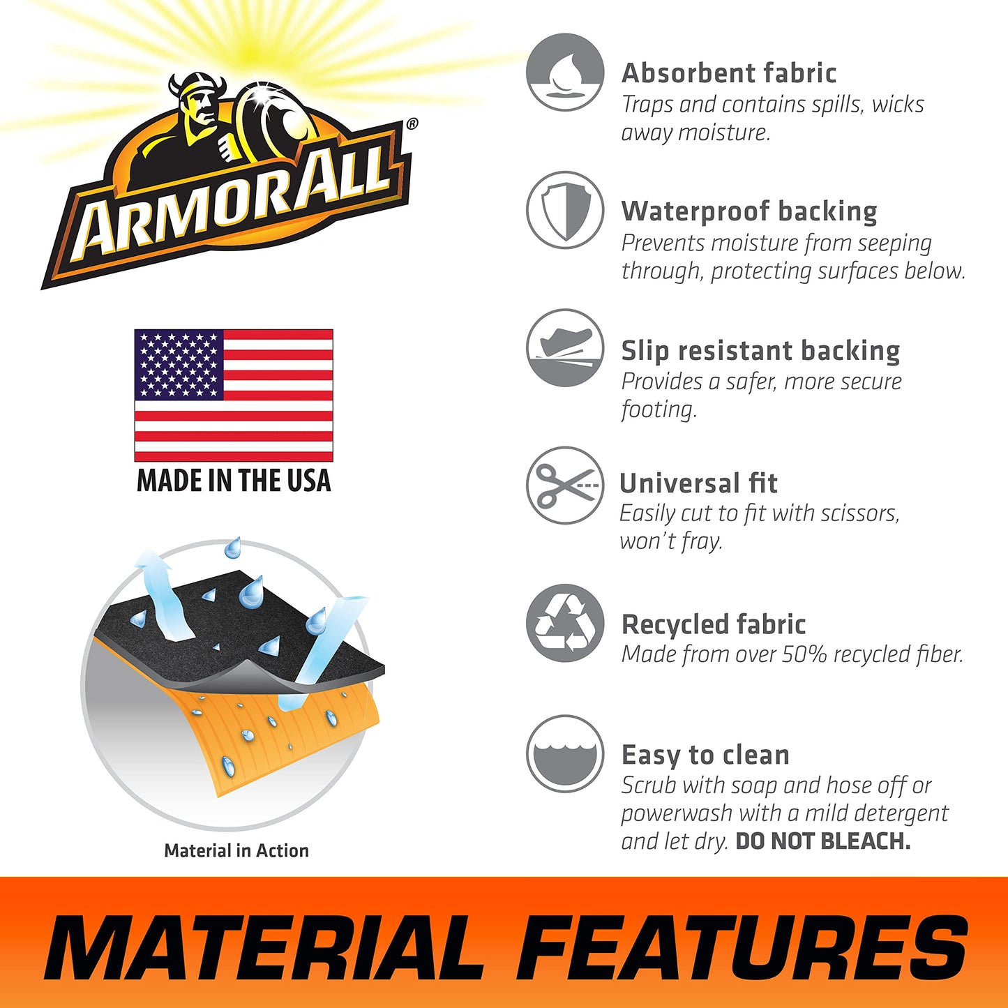 Armor All Original Garage Floor Mat, (17' x 7'4"), (Includes Double Sided Tape), Protects Surfaces, Transforms Garage - Absorbent/Waterproof/Durable (USA Made) (Charcoal)