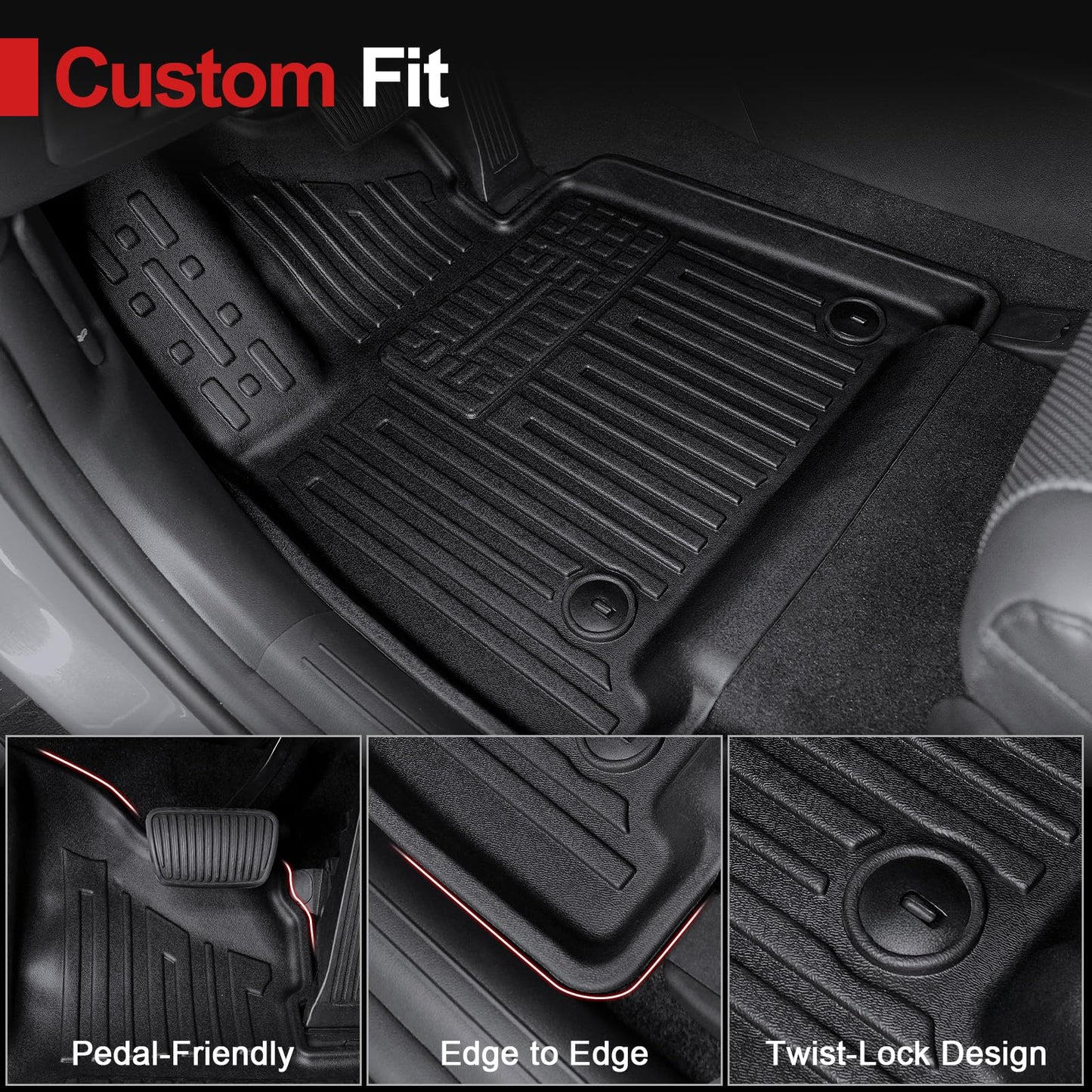 HOUCLEMIC Floor Mats for 2024 2025 2026 Hyundai Santa Fe (Fit Hybrid and Fuel), TPE All Weather Protection Custom Trunk Cargo Mat with Backrest Mat for Santa Fe Calligraphy Accessories