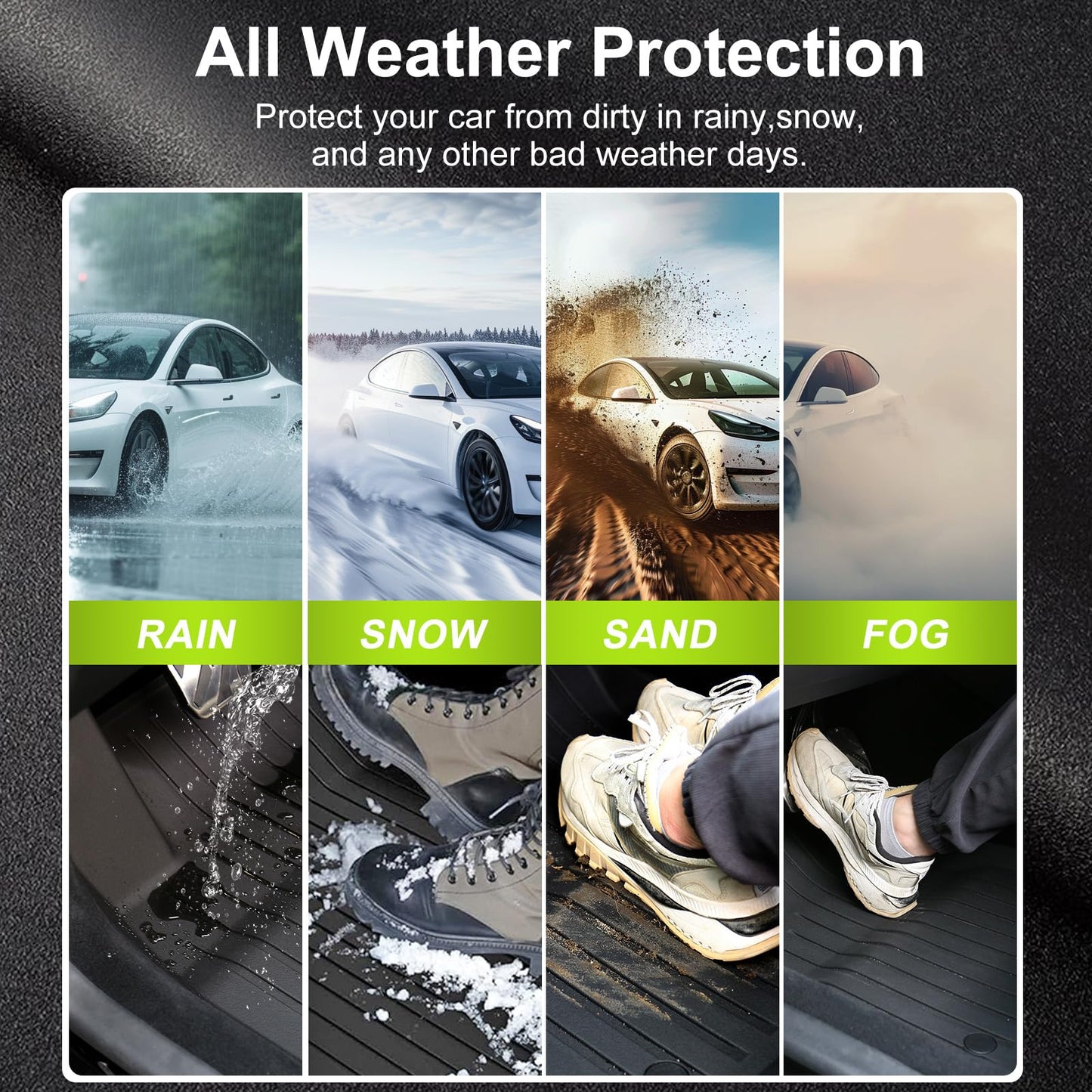 Foronetry Floor Mats for 2025 2026 Tesla Model Y Juniper, 8PCS All Weather Full Set Cargo Liners Accessories, 3D TPE Odorless Floor Mat Trunk Frunk Rear Well Mats Custom for 5-Seater(Not Fit 7Seat)