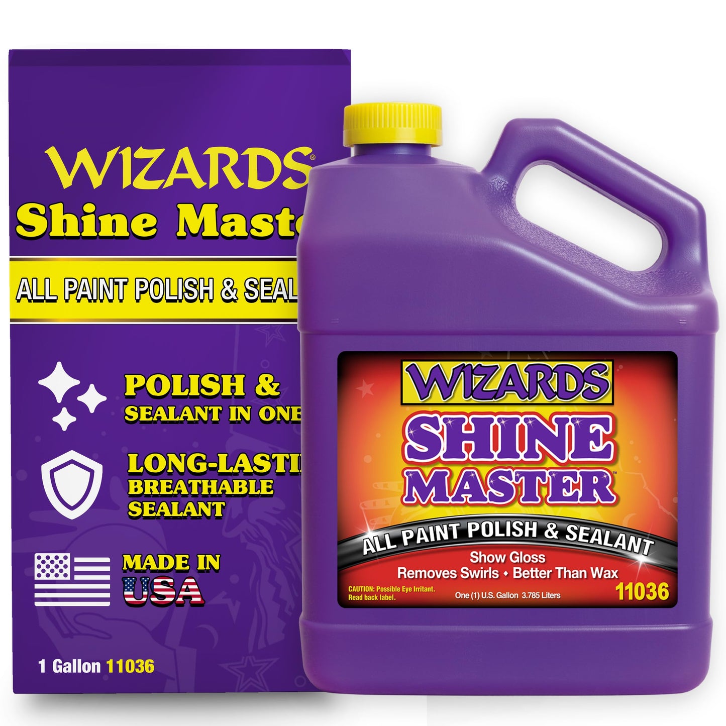 Wizards Shine Master Polish and Breathable Sealant - 1 Gallon - No Wax or Free Silicone - Polishes and Protects with No Greasy Film - Wax Replacement Car Polishing Compound for Boat and Car Polish