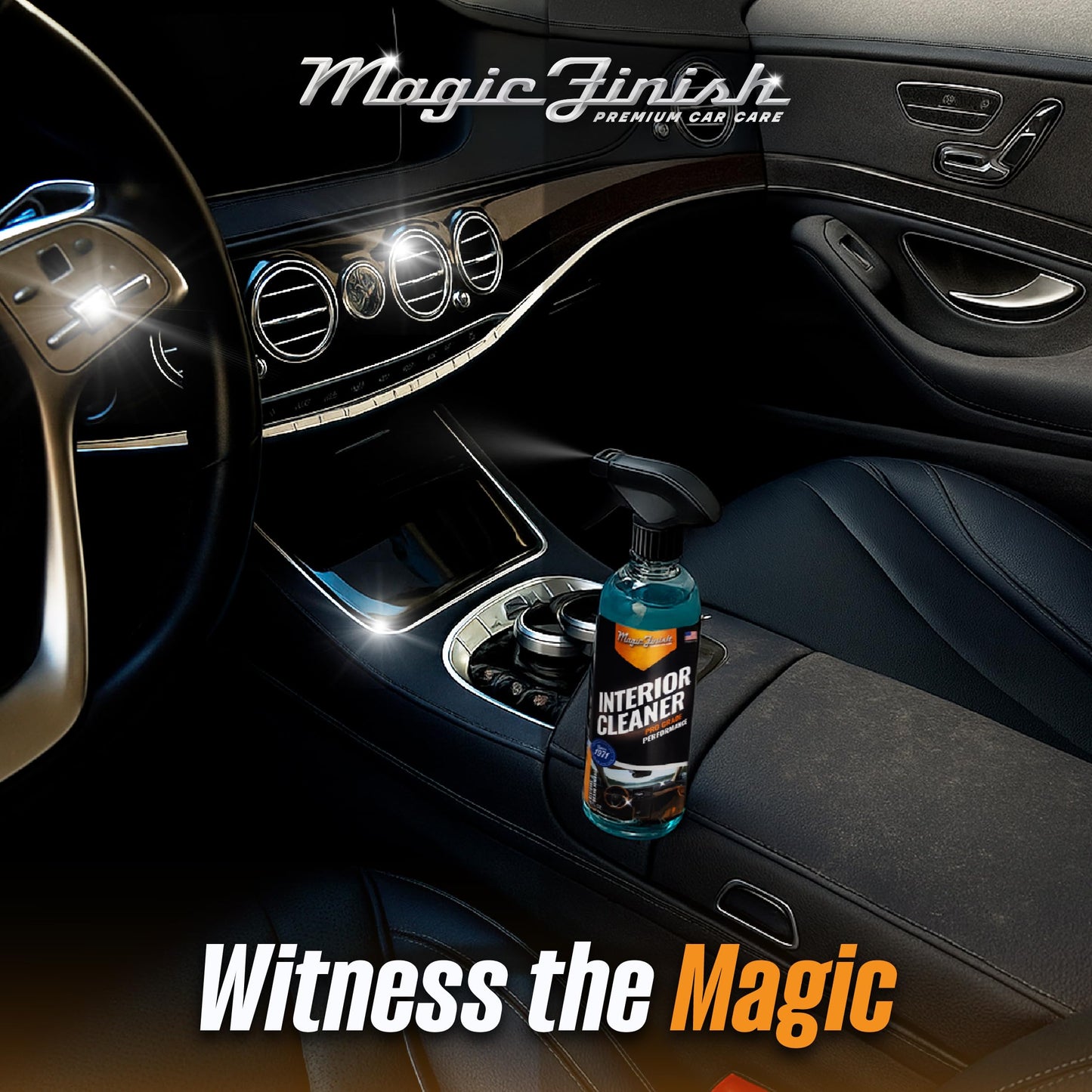 Magic Finish Interior Cleaning Spray (16 fl oz) – All-in-One Car Cleaner Spray for Seats, Dashboards & Consoles – Fast-Acting Car Cleaning Supplies for Rubber, Plastic, Carpet & Upholstery