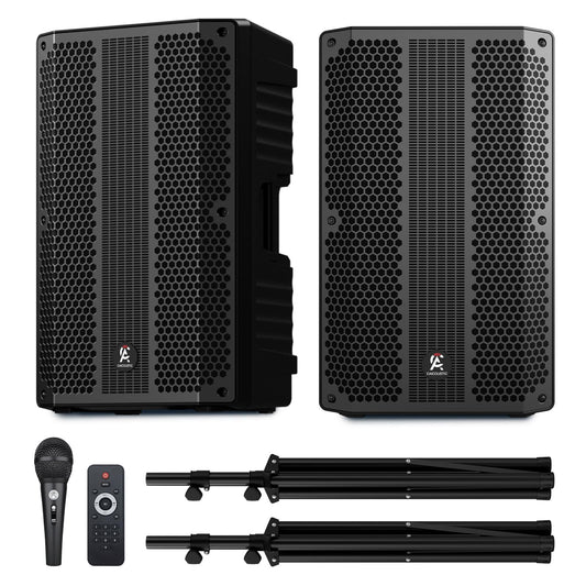 CAICOUSTIC 12-inch PA Speaker System with Bluetooth – Portable Dual DJ Speakers with Stands, Full-Range Stereo Sound for Events & Performances