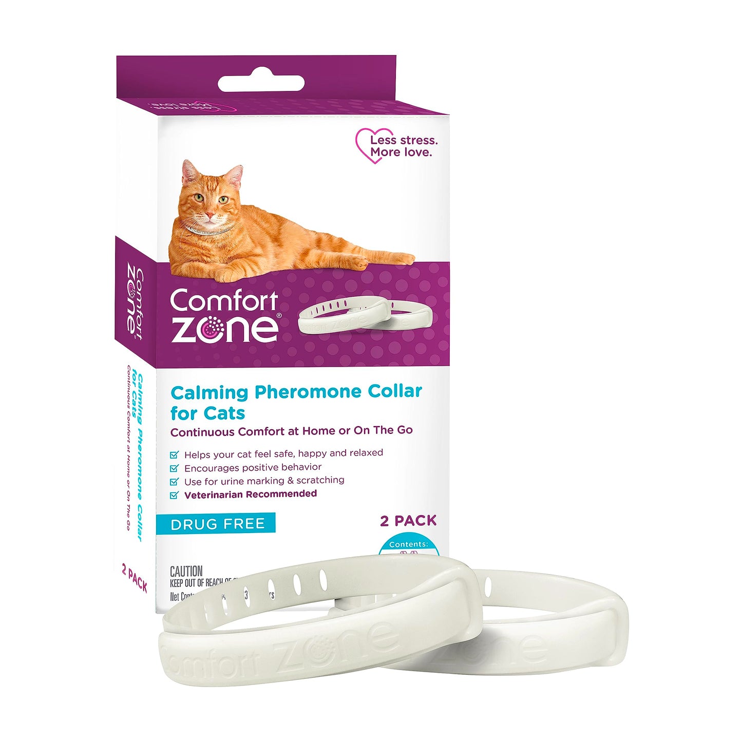 Comfort Zone Cat Calming Collar Savings Pack: 2 30-Day Calming Collars for 60 Days of Calm; Cat Pheromones Help Anxiety, Reduce Stress, Urine Marking, Scratching; Indoor or Outdoor Cats; Long-Lasting