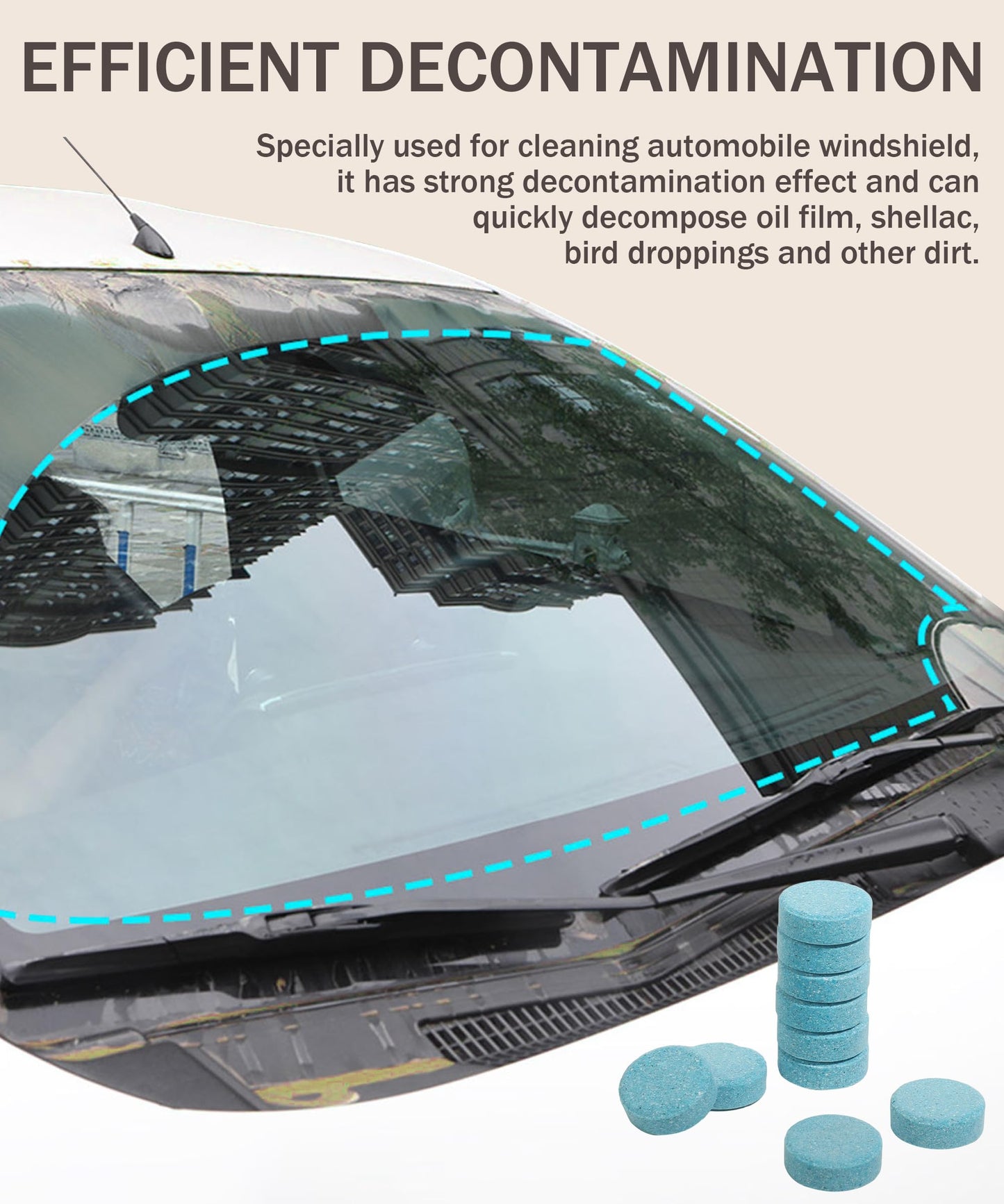 bylikeho 50PCS Windshield Washer Fluid,Windshield Wiper Fluid,Car Accessories Wiper Fluid Concentrate,Car Windshield Washer Fluid Concentrated Clean,Remove Glass Stains,Fit for Car Window Glass