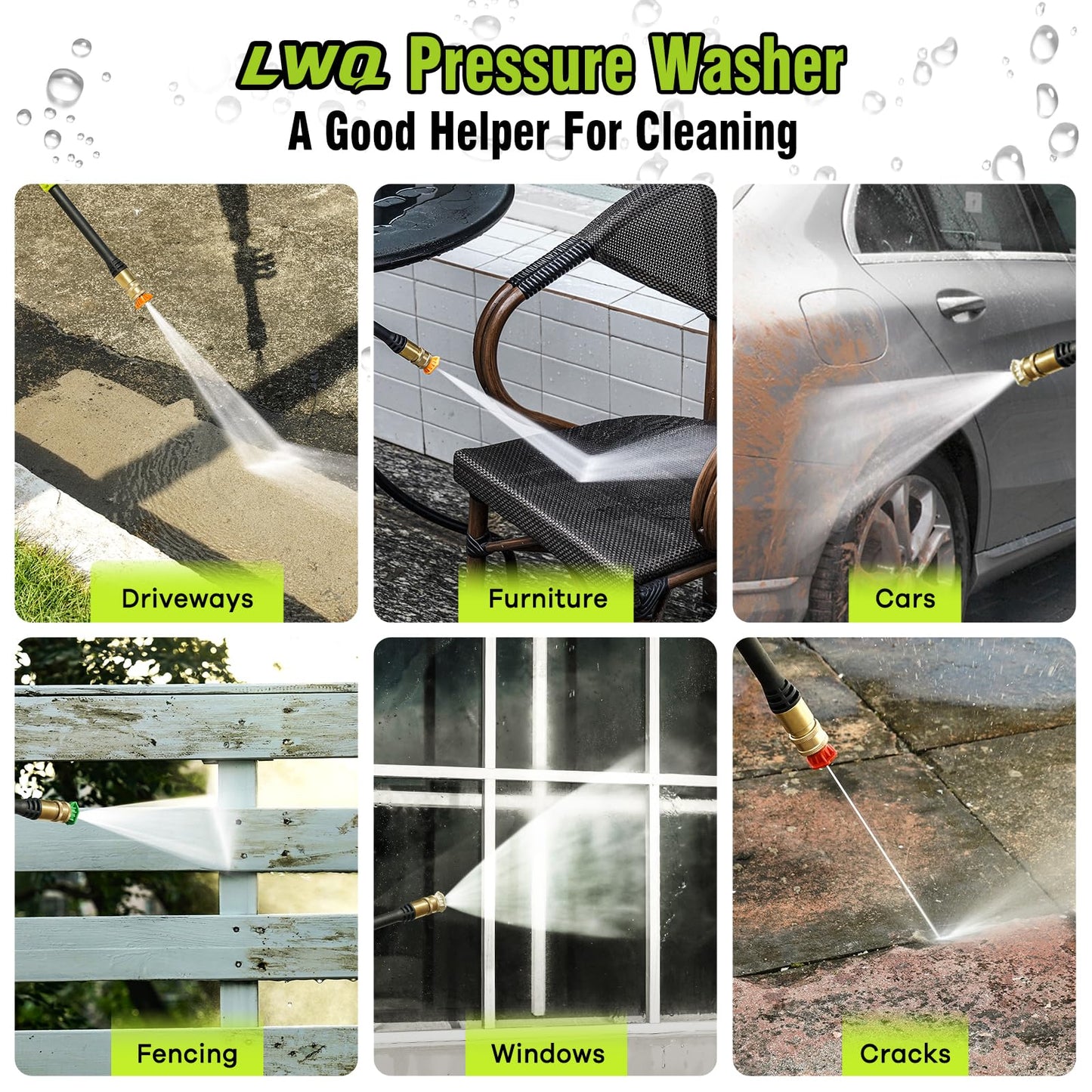 Pressure Washer, Power Washer with 4 Quick Connect Nozzles, High Pressure Cleaning Machine with Foam Cannon for Cars/Fences/Driveways/Patios/Home Cleaning