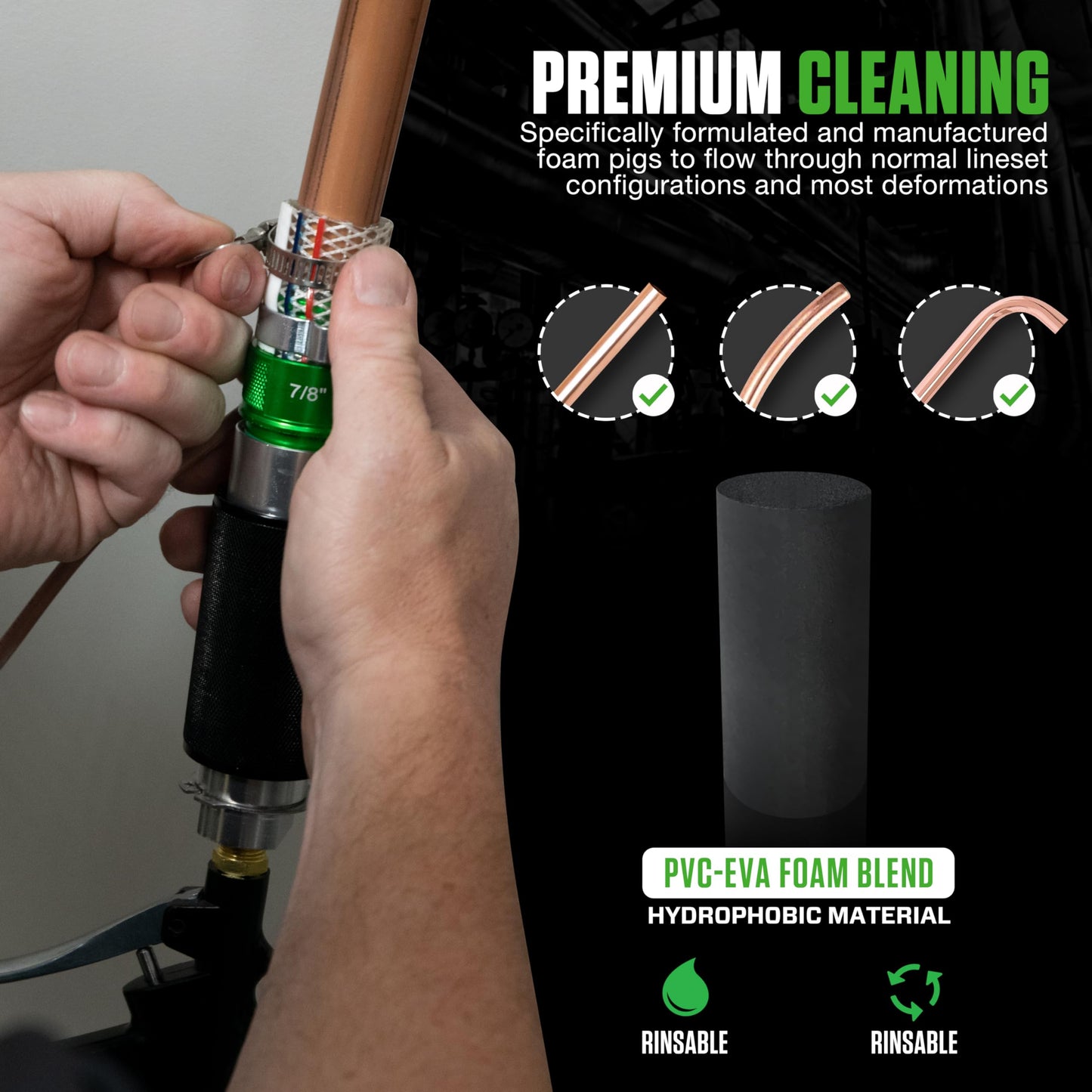 hilmor HLC007 HVAC Lineset Cleaner - Pressurized Foam Puck System to Remove Contaminants & Residue - Refrigerant Line Set Cleaning Kit - A2L Compatible