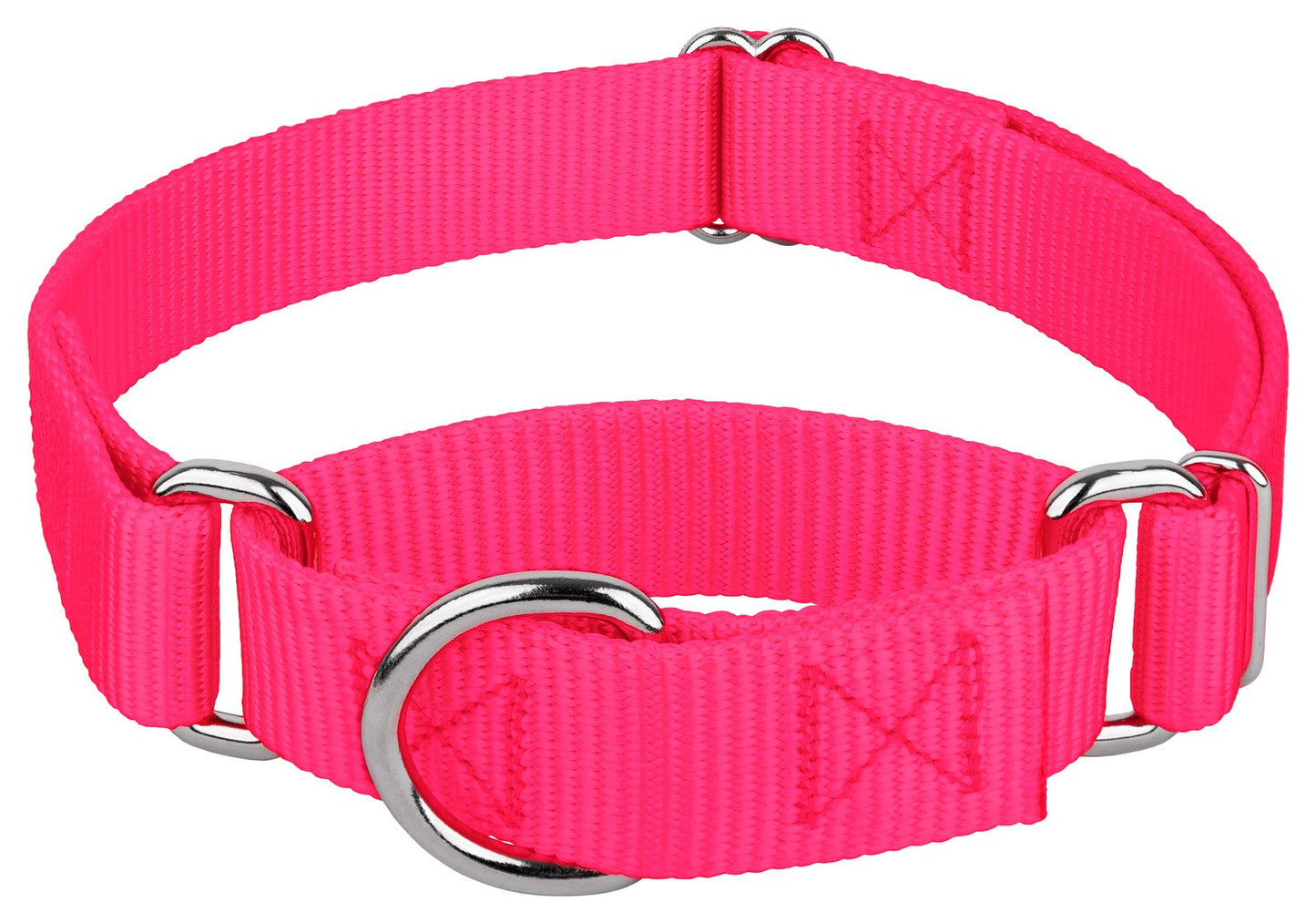 Country Brook Petz Martingale Dog Collar - Heavy-Duty Training Collar with No Buckle - Service Dog Collar for All Pups - Vibrant, Colorful Collection (Hot Pink, 1 Inch, Medium)