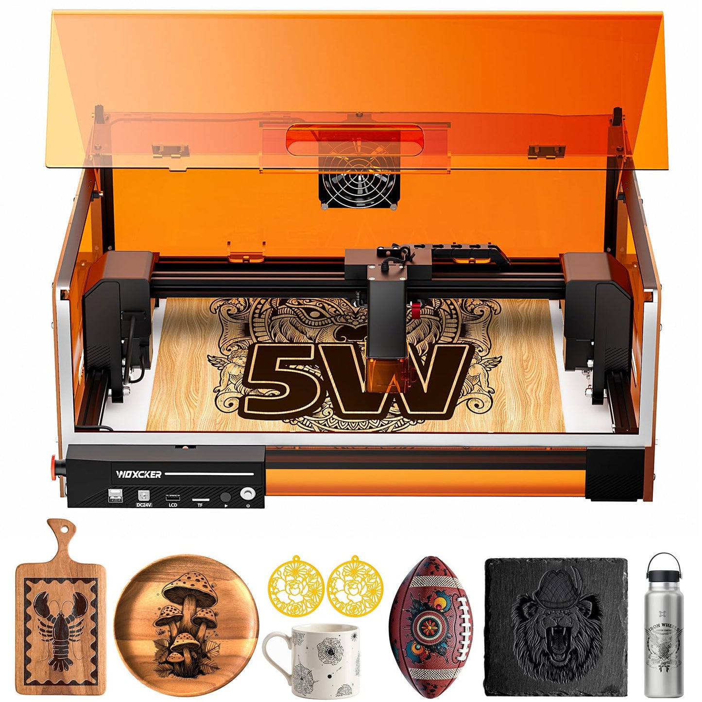 Laser Engraving Machine, Woxcker L2 MAX 5.5W Enclosure Laser Engraver, 300x300mm Bed Size 0.01mm High Precision Laser Engraving and Cutting for Wood Leather Glass Acrylic (Class 1 Laser 5500mW)