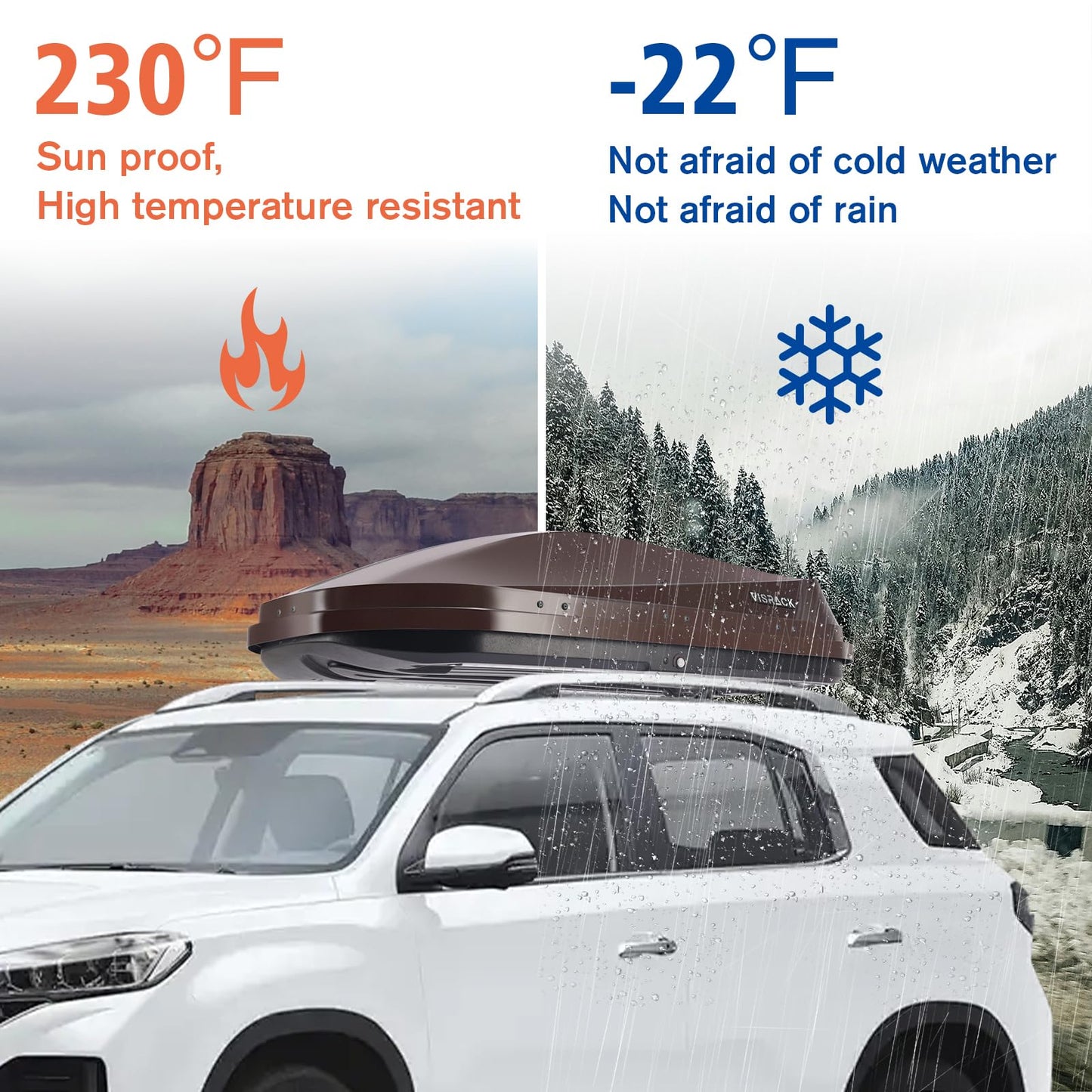 Hard Shell Rooftop Cargo Carrier with Roof Box, Heavy Duty Weatherproof 14 Cubic Feet Rooftop Cargo Carrier for Car Storage, Brown