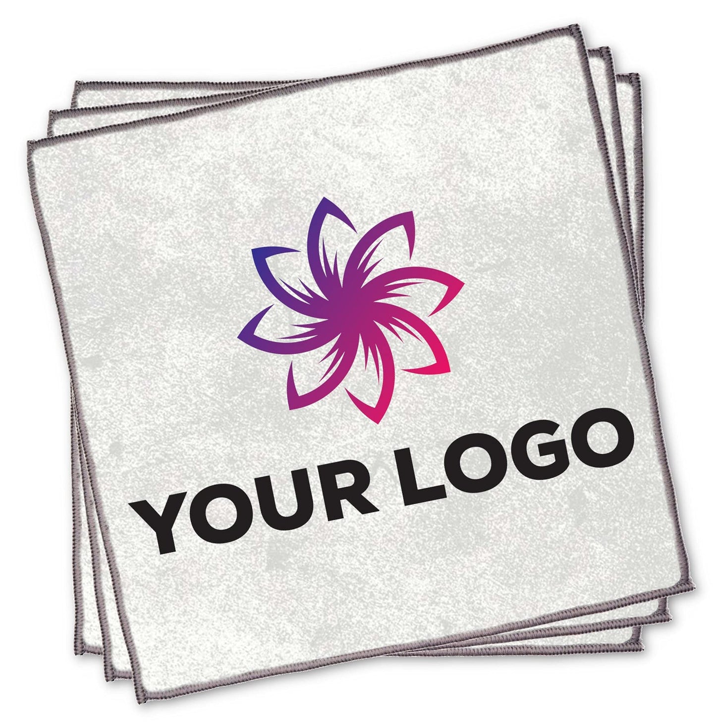 Smart Go - Microfiber Cleaning Cloth - (100 Pieces) - Suede Digital Custom Print Your Company Artwork or Business Logo - Promotional Item for Cleaning Eyeglasses, Screens, & Lenses - 6 x 6