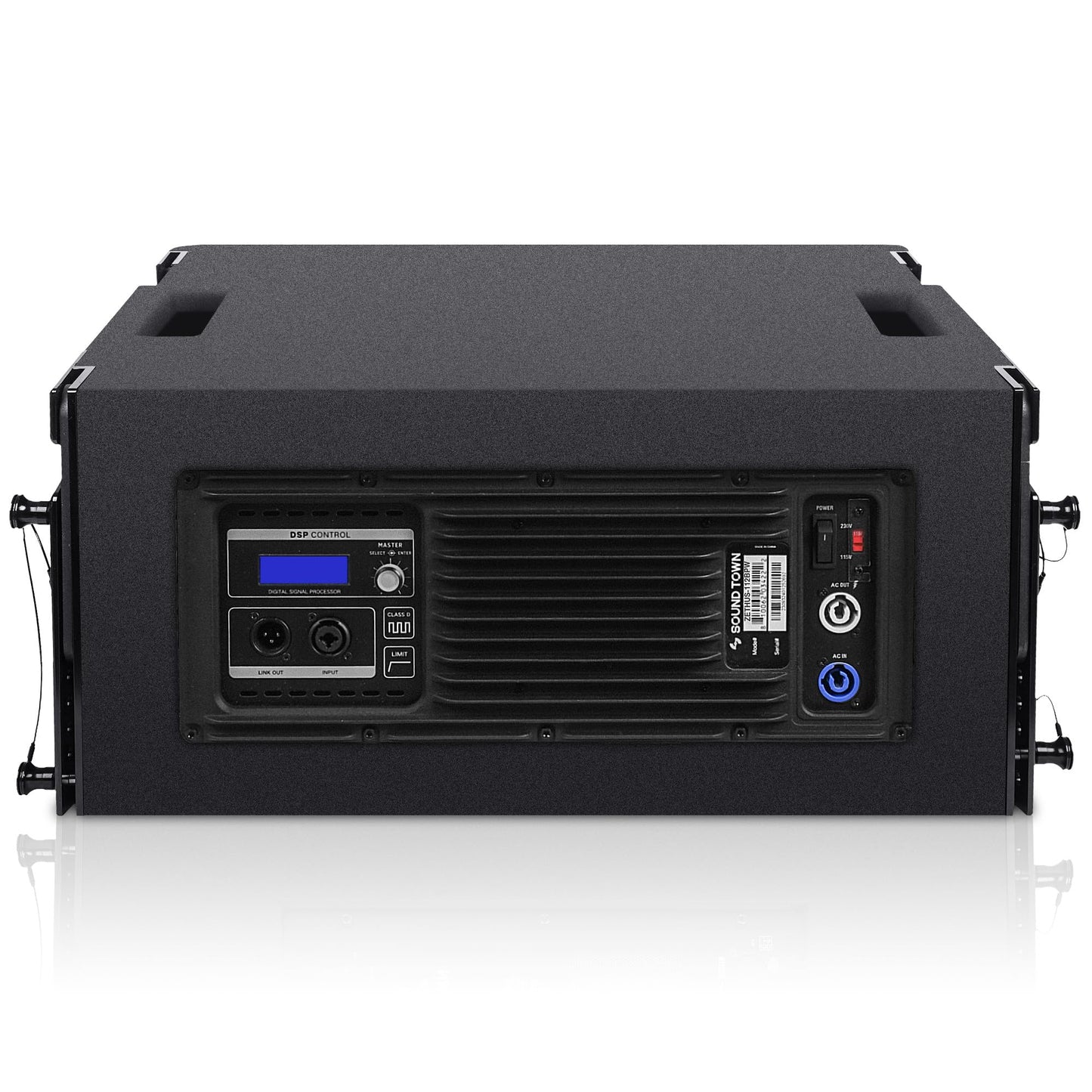 Sound Town ZETHUS Pair of 12” Powered 2-Way Line Array Loudspeaker System with Two Titanium Compression Drivers, Onboard DSP, for Live Sound, Club, Bar, Restaurant, and School, Black (ZS-112BPW-PAIR)