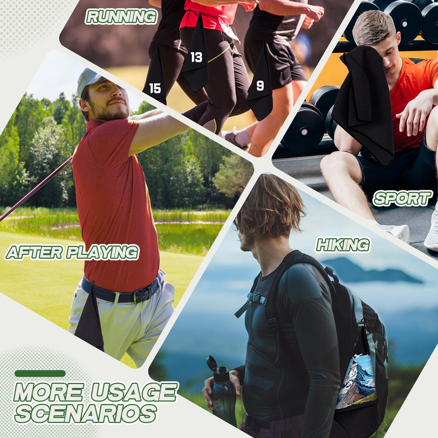 Batiyeer Golf Towels Bulk for Bags 16'' x 16'' Microfiber Waffle Pattern Golf Towel with Clipfor Mini Tournament, Club, Yoga, Fitness(Black,100 Pcs)