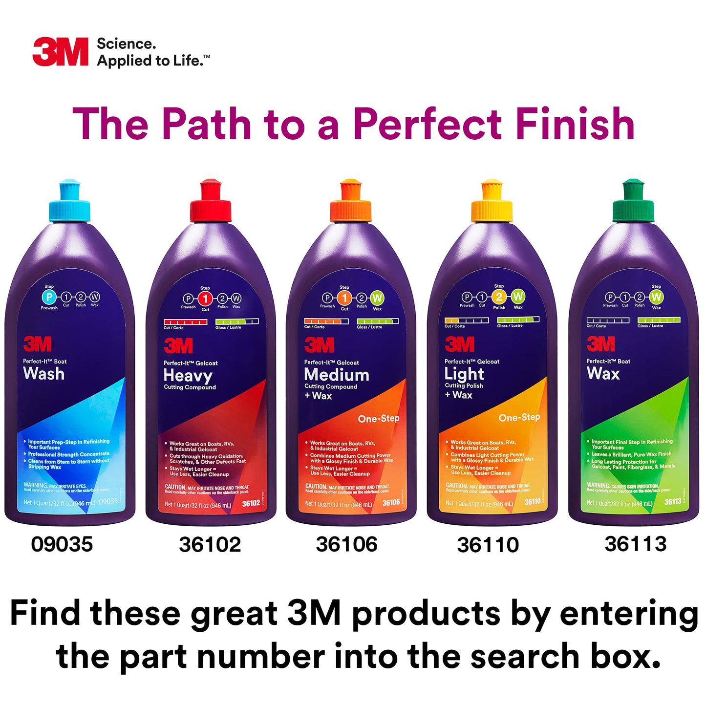 3M Perfect-It Gelcoat Light Cutting Polish + Wax, 36111, 1 Gallon, One-Step Process, Removes Scratches and Swirls, Light Oxidation Remover for Boats and RVs