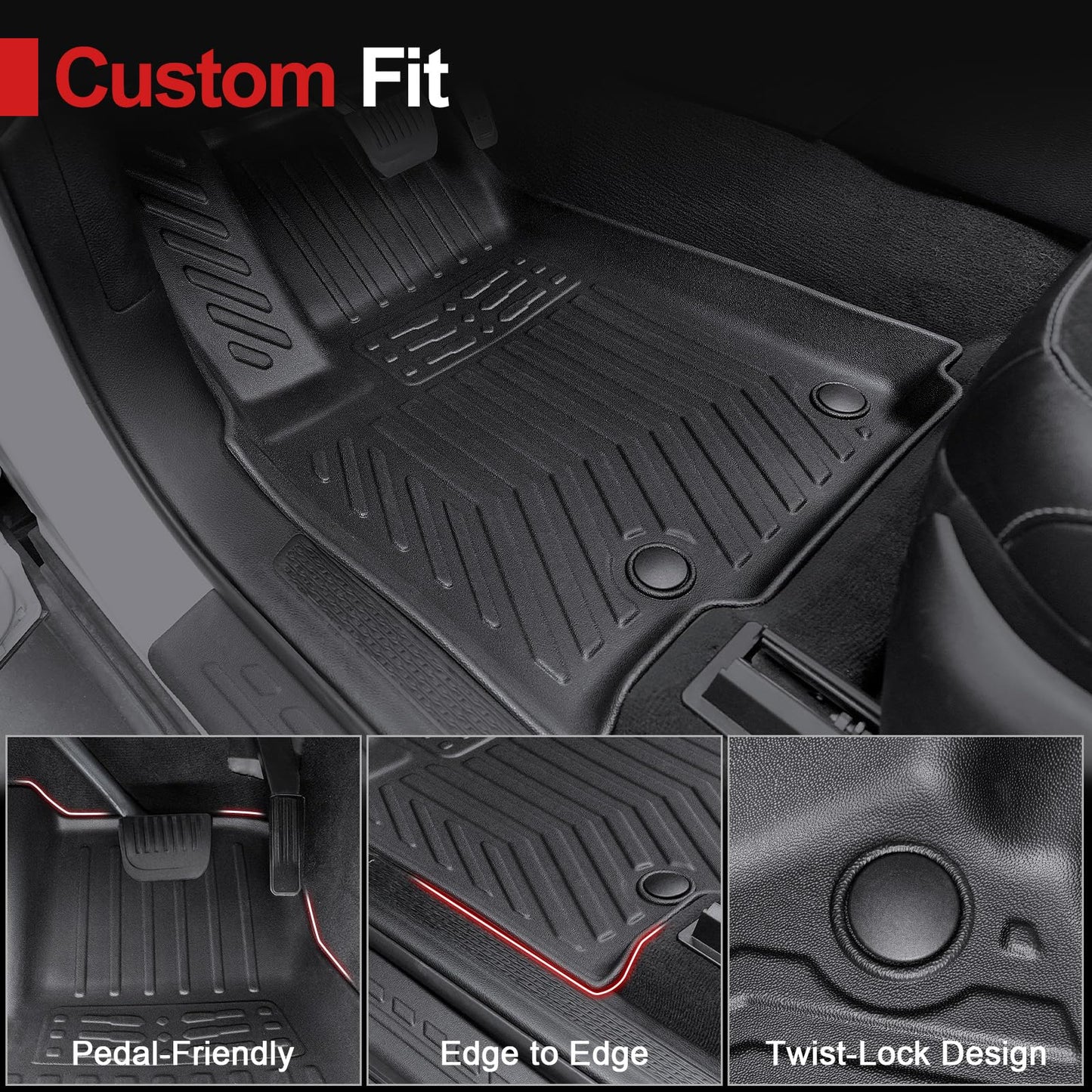 HOUCLEMIC Floor Mats for 2021-2025 Jeep Grand Cherokee L (6-Seater w/o Center Console), TPE Cargo Mat with Manual-Fold 3rd Row Seatback Cover & Door Sill Guards for 2025 Grand Cherokee L Accessories