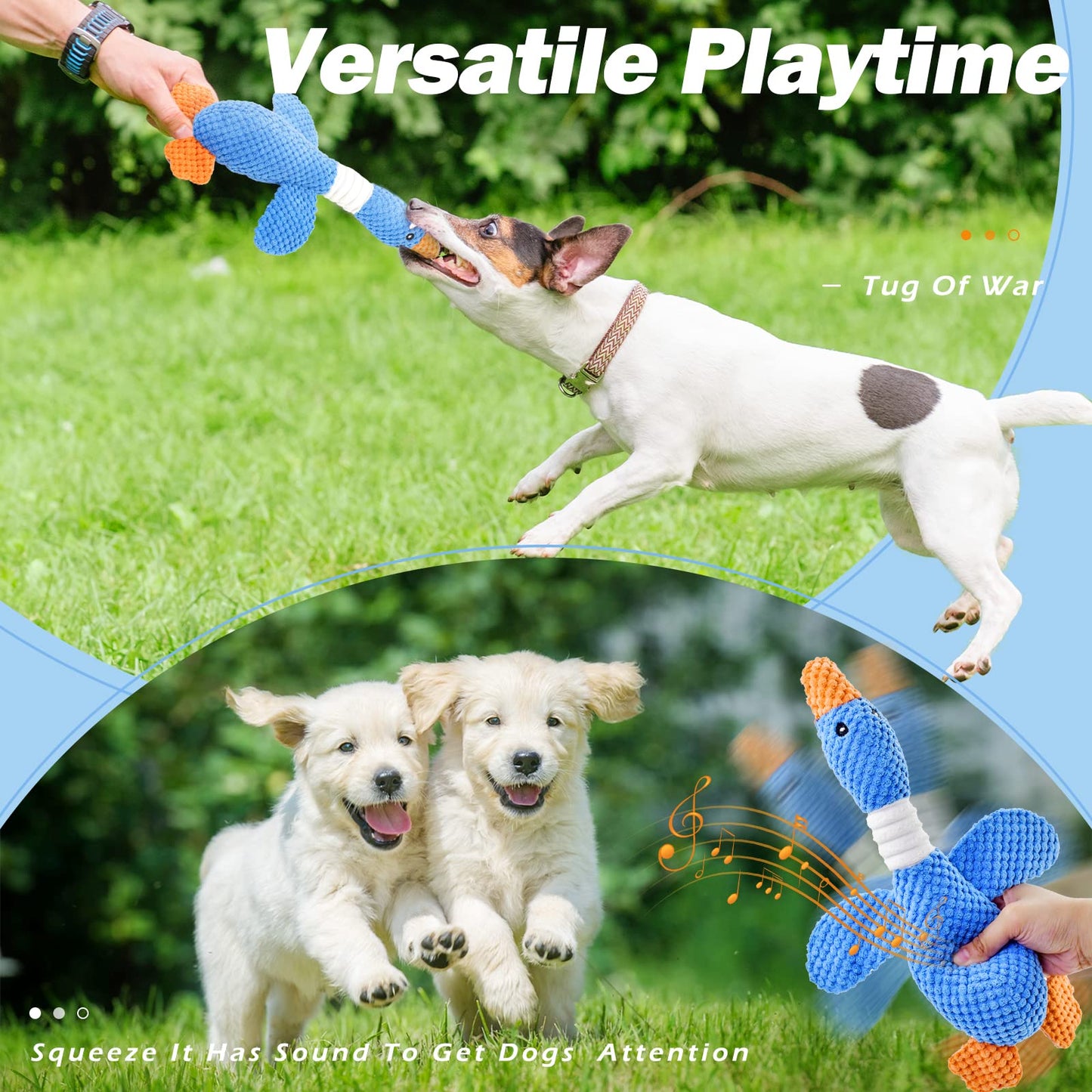 Vitscan Upgraded Goose Indestructible Dog Toys for Aggressive Chewers Small Medium Large Breed, Crinkle Squeaky Plush Dog Puppy Chew Toys for Teething, Duck Puppy Toys