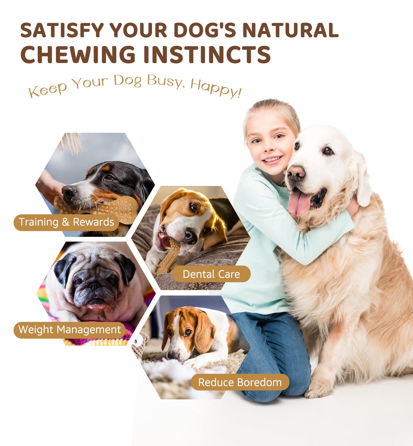 IPTPAS Durable Dog Chew Toy for Aggressive Chewers, Tough Dental Toy for Teeth Cleaning, Boredom & Anxiety Relief, Long-Lasting Toy for All Dog Sizes & Teething Puppies, Keep Them Busy