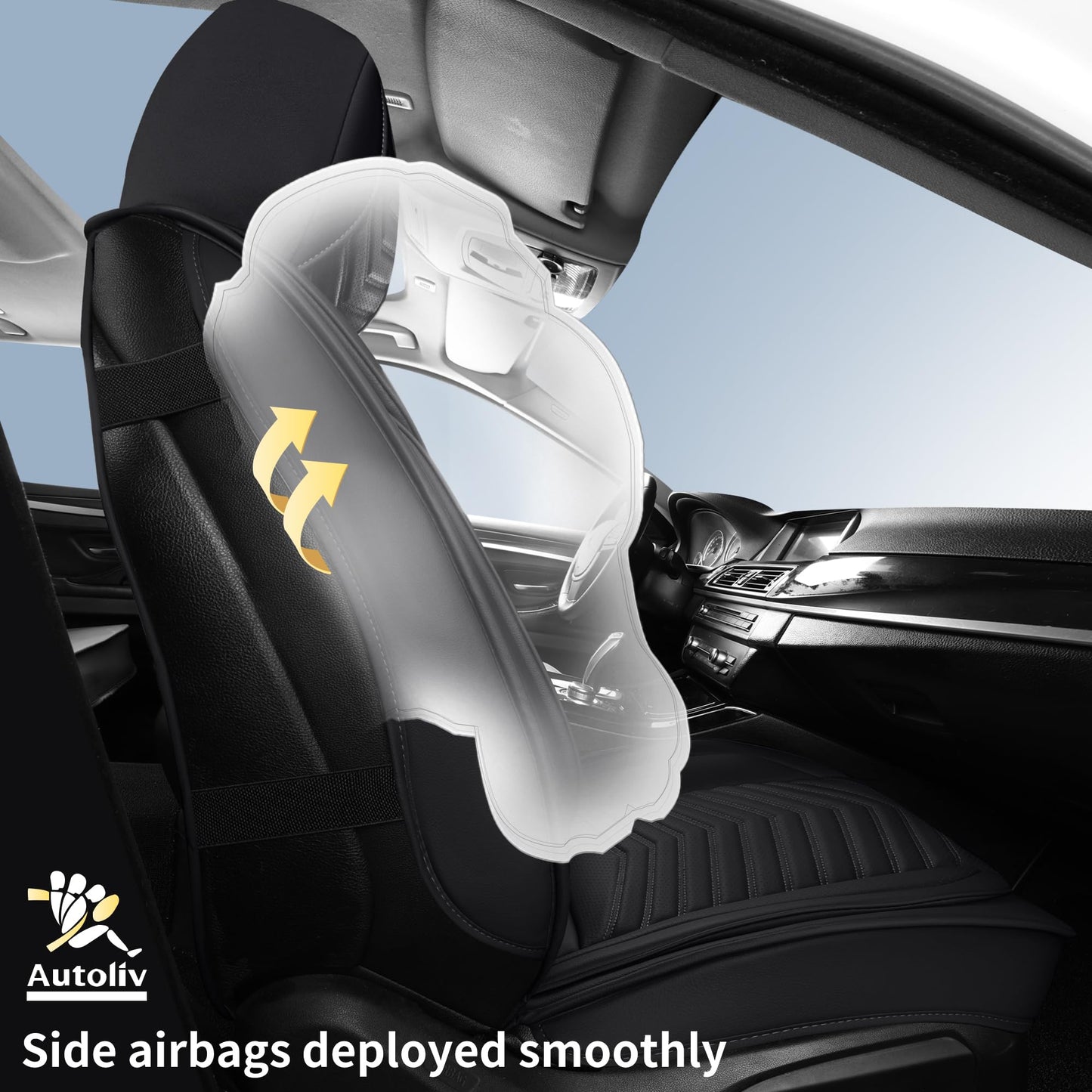 HChengkikz Car Seat Covers,Breathable and Waterproof Faux Leather Automotive Seat Covers for Cars,Anti-Slip Driver Seat Cover Universal Fit SUV Truck Pick-up Sedan(Style1,5 PCS Full Set,Black)