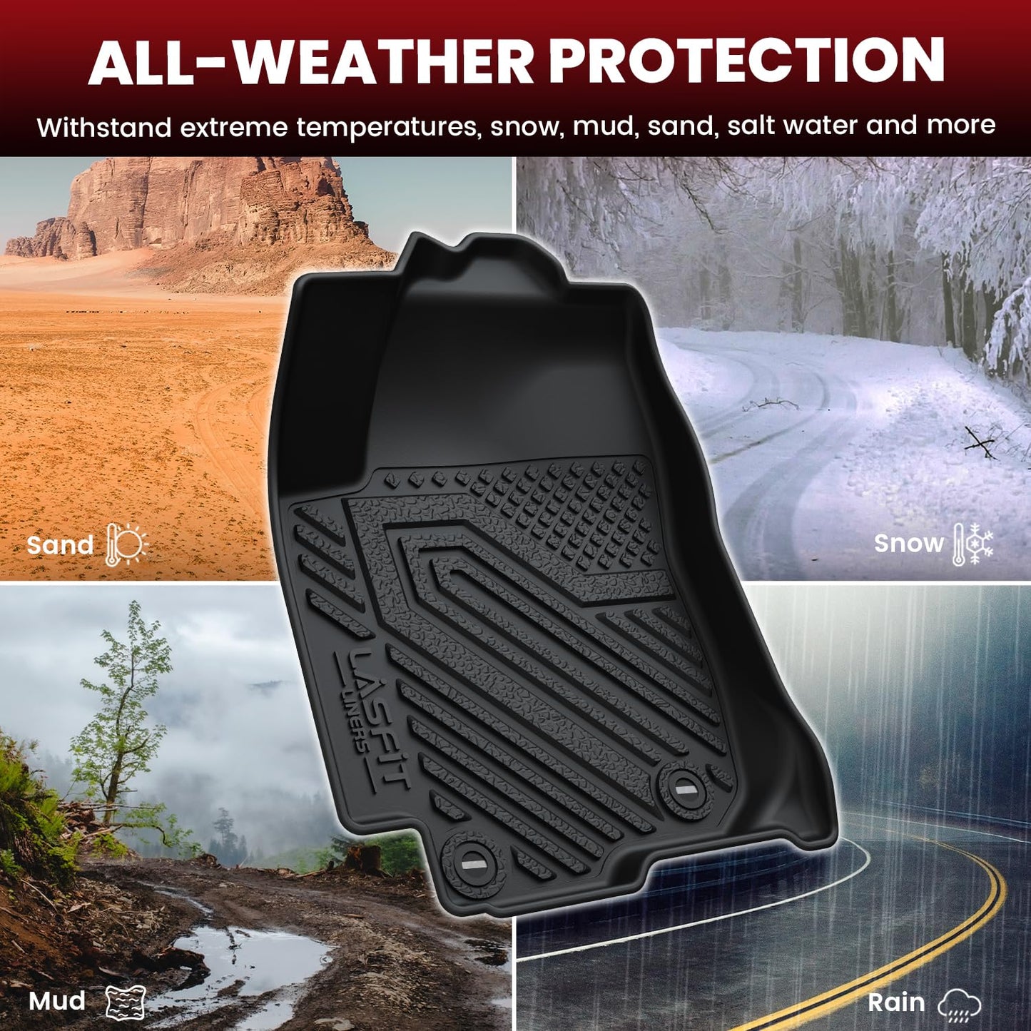 LASFIT Floor Mats&Trunk Mat for Toyota RAV4 2013-2018(Not Fit Hybrid) All Weather TPE Mats Custom Fit for Floor Liner for Toyota RAV 4 LE/XLE/SE/Limited/Platium Front and Rear 2 Row Car Mats,Black