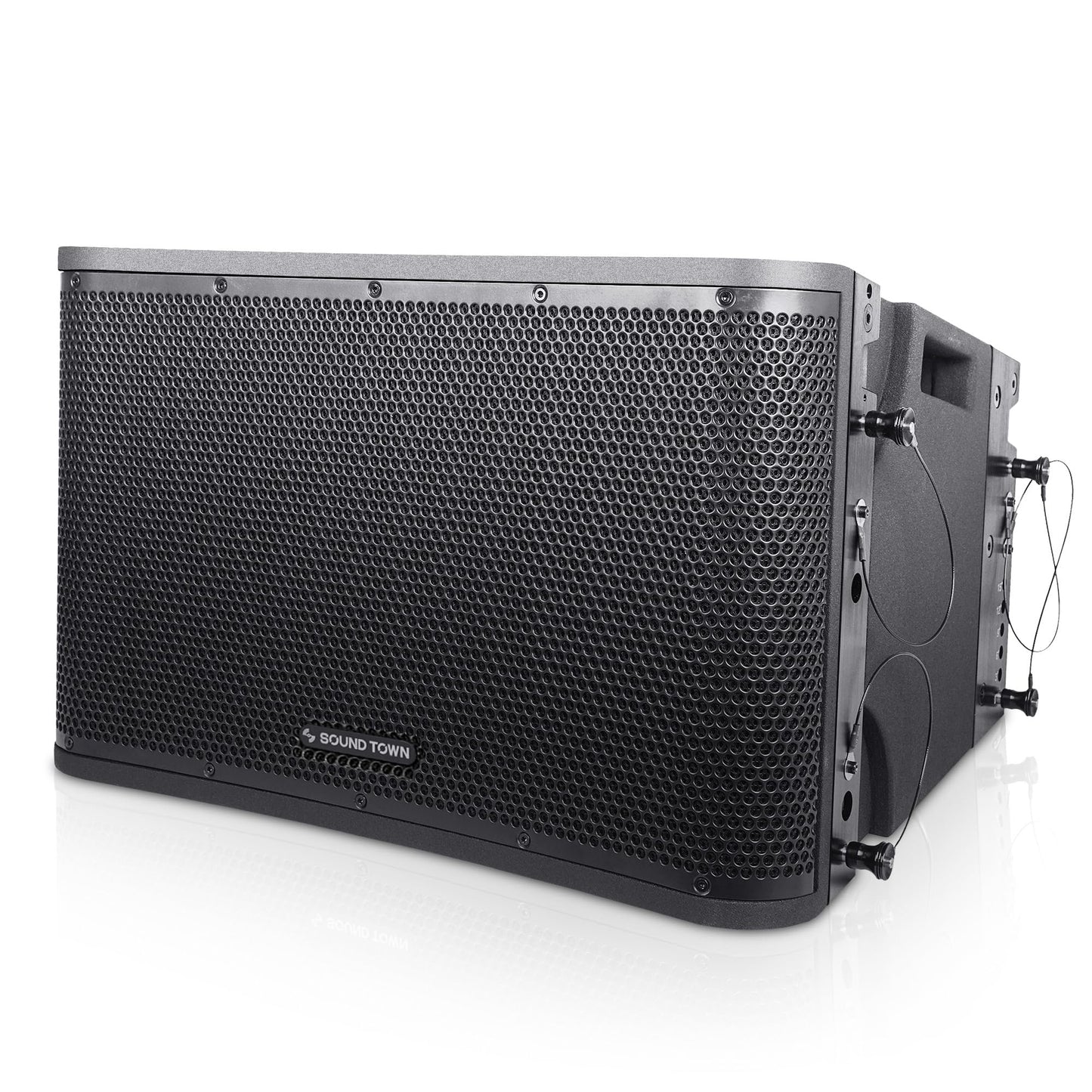 Sound Town ZETHUS Pair of 12” Powered 2-Way Line Array Loudspeaker System with Two Titanium Compression Drivers, Onboard DSP, for Live Sound, Club, Bar, Restaurant, and School, Black (ZS-112BPW-PAIR)