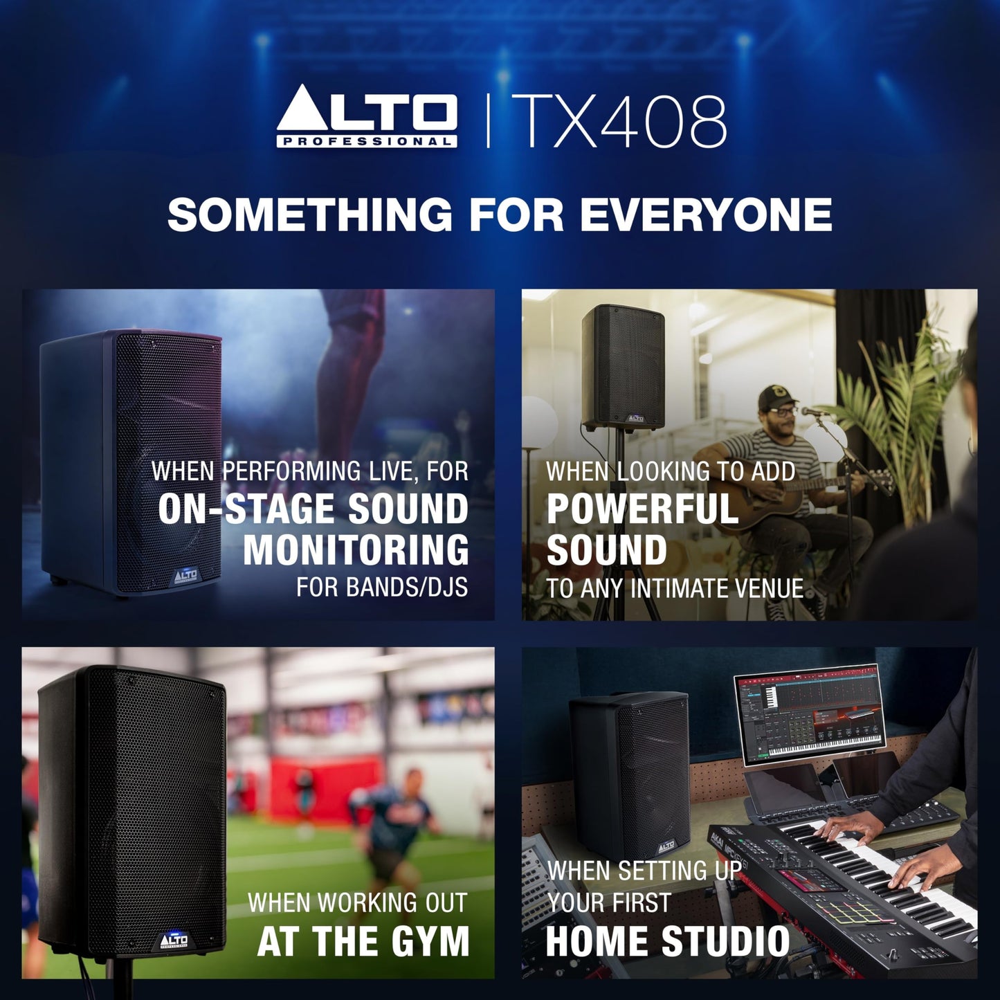 ALTO TX408 350W 8" Powered PA Speaker with Bluetooth, 2-Channel Mixer, Line Level for Mobile DJs and Musicians, for Small Venues, Rehearsals and Events