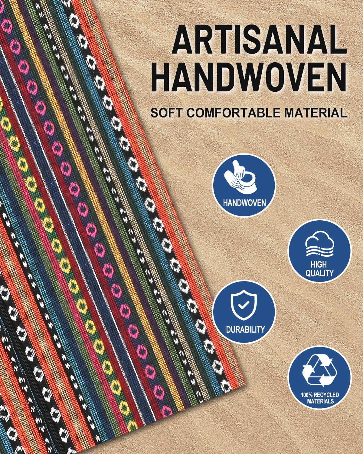 Sino Salected Baja Saddle Blanket Car Seat Covers Full Set with Seat Belt Pads and Steering Wheel Cover, Washable Breathable Striped Woven Cloth Seat Covers for Cars, SUV, Truck, (Orange)