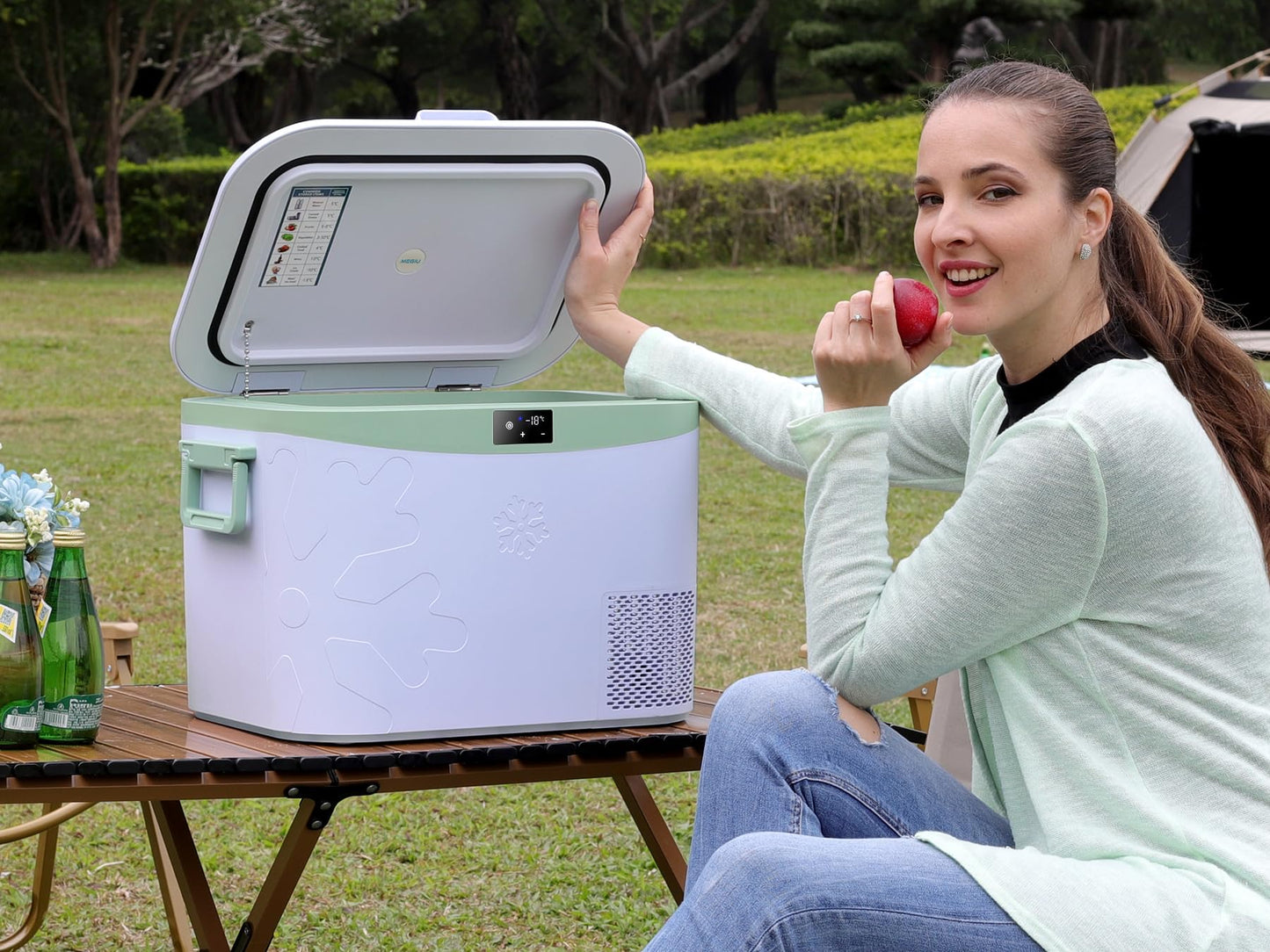 Megiu Car Refrigerator, Portable 12V Fridge 19 Qt (18 L) 12 Volt Freezer Compressor Cooler 12V/24V DC 110～240 V AC for Truck Van RV Camper SUV and Home Use -18℃~+15℃