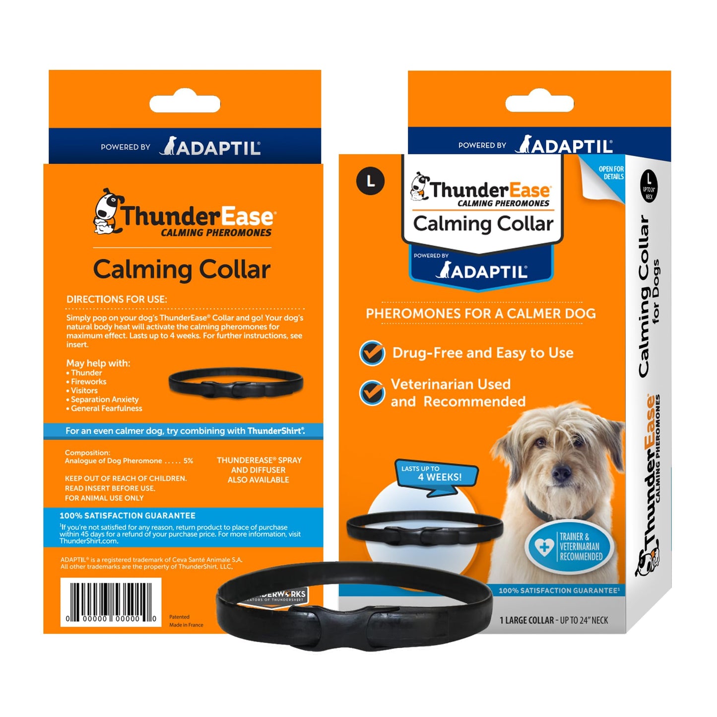 ThunderEase Calming Anti Anxiety Pheromone Collar for Dogs (Large)