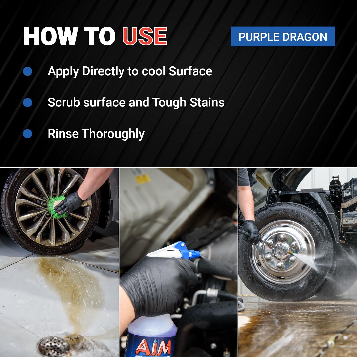 AIM Chemicals Purple Dragon Heavy Duty Degreaser – For Cars, Trucks, Equipment, and Concrete. Powerful wheel & tire cleaner for industrial use & car detailing. Compatible with wheel brush - 5 Gal