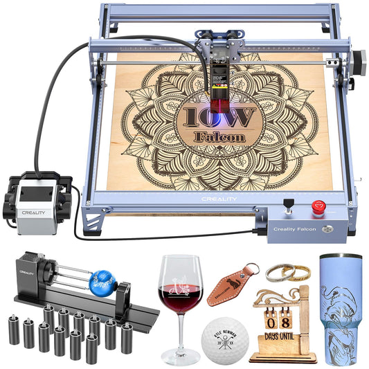 Creality 10W Laser Engraver, Falcon Pro with 3-in-1 Laser for Wood Engraving, 72W Efficient Laser Engraving Machine Fit, for Wood, Metal, Paper, Acrylic, Leather, Glass Tumbler Ring, 17" x 16"