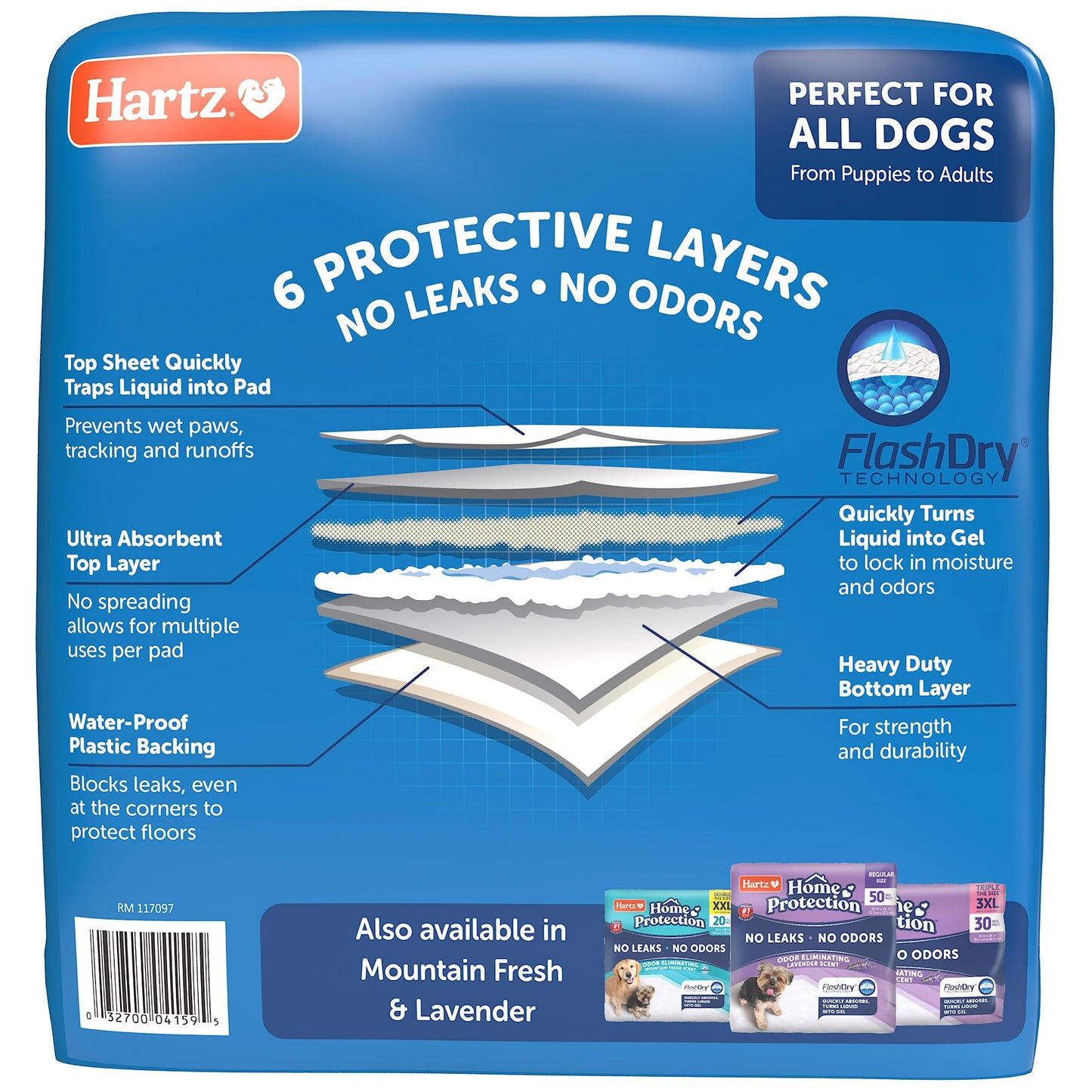 Hartz Home Protection Unscented USA Made Dog Pads, 50 count, Super Absorbent & Won't Leak, Odor Eliminating