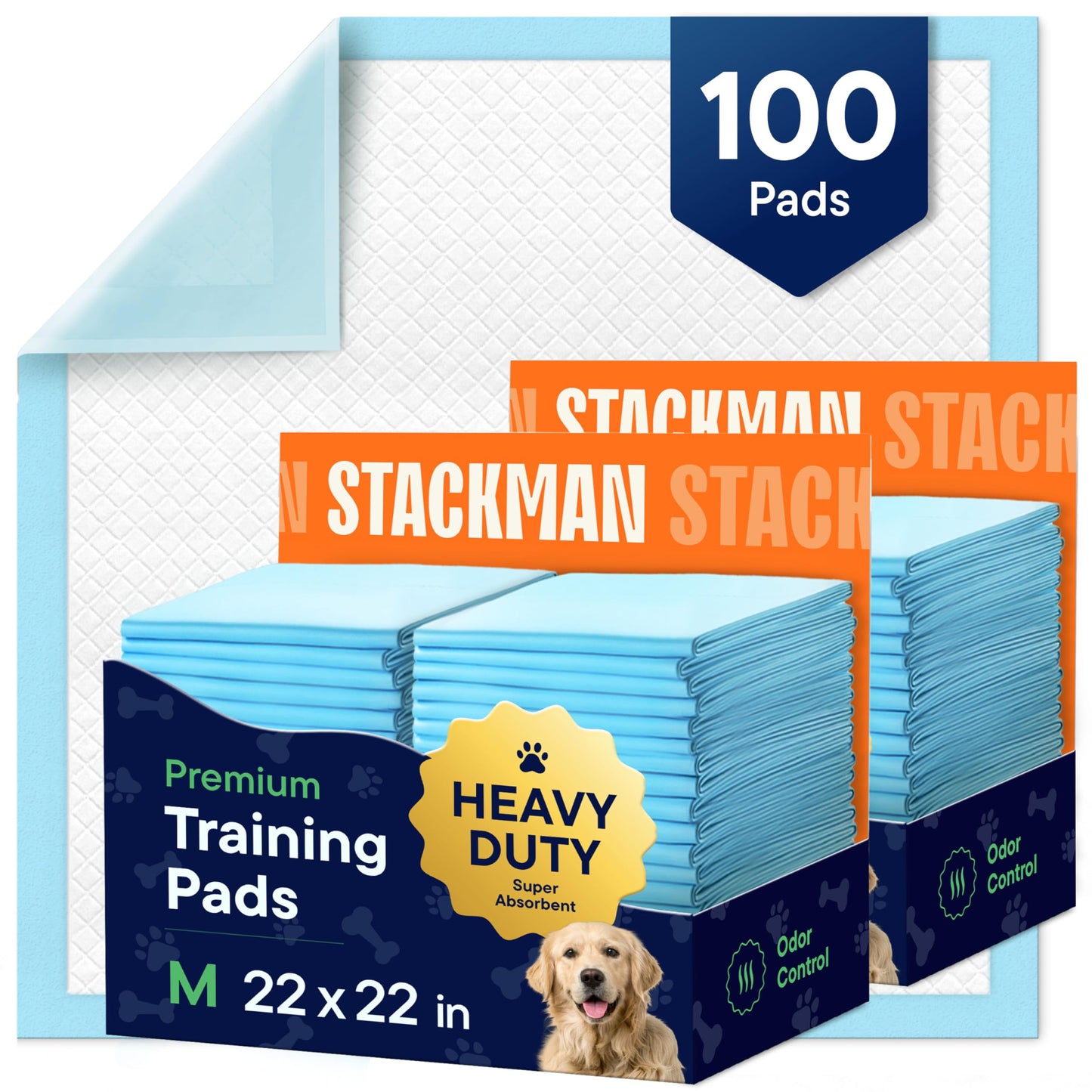 Puppy Pads Pet Pee Pads for Dogs & Puppy Training - 100 Count - Potty Pads for Dogs 22" x 22" Leak-Proof Dog Pee Pads - Quick-Dry Surface - Heavy Duty Absorbent Disposable Dog Wee Pad Bulk Pack