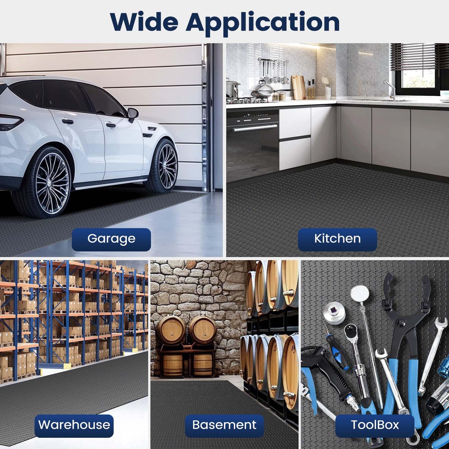 KROAK 7.5 x 17 FT Garage Floor Mat, Thickened PVC Parking Mat, Anti-slip Garage Floor Runner & Protector Mat Fits for SUVs, Compact SUV, Sports Car, Heavy Motorcycle, Golf Cart, 204"L x 90"W x 0.1"Th