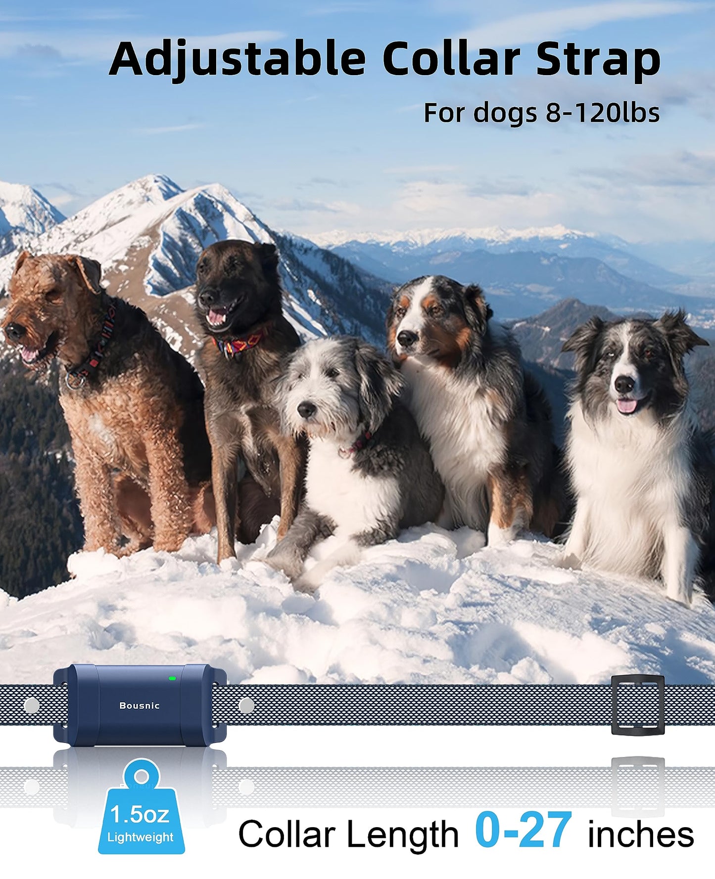 Bousnic Dog Shock Collar with Remote - [New Edition] 4000FT Dog Training Collar for Large Medium Small Dogs (8-120lbs) Rechargeable E Collar with Beep, Vibration, Safe Shock