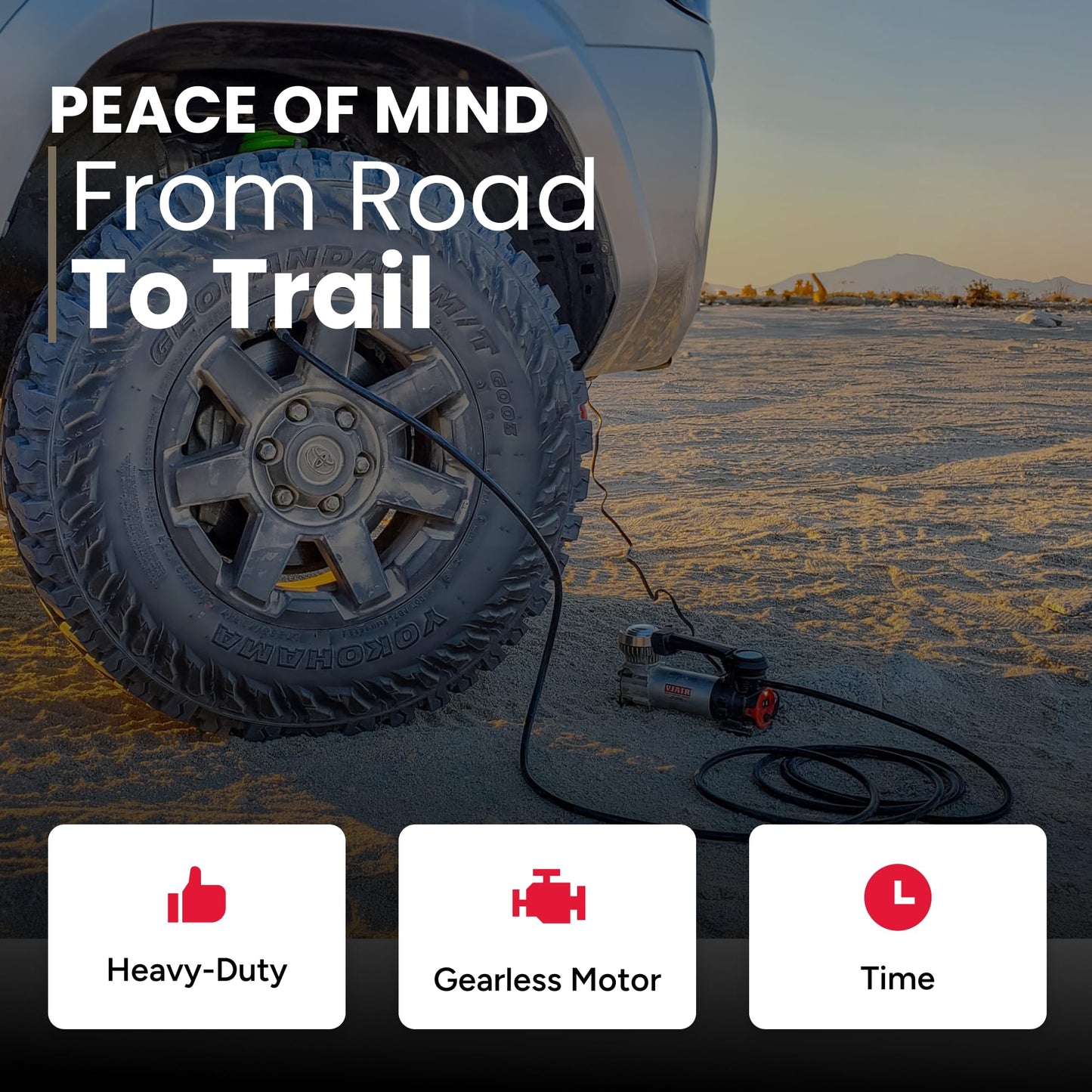 VIAIR 88P - 00088 Tire Inflator Portable On/Offroad Air Compressor for Car, Truck, SUV & RV | 12V Heavy Duty Pump 120 PSI, Alligator Clip, Twist Chuck