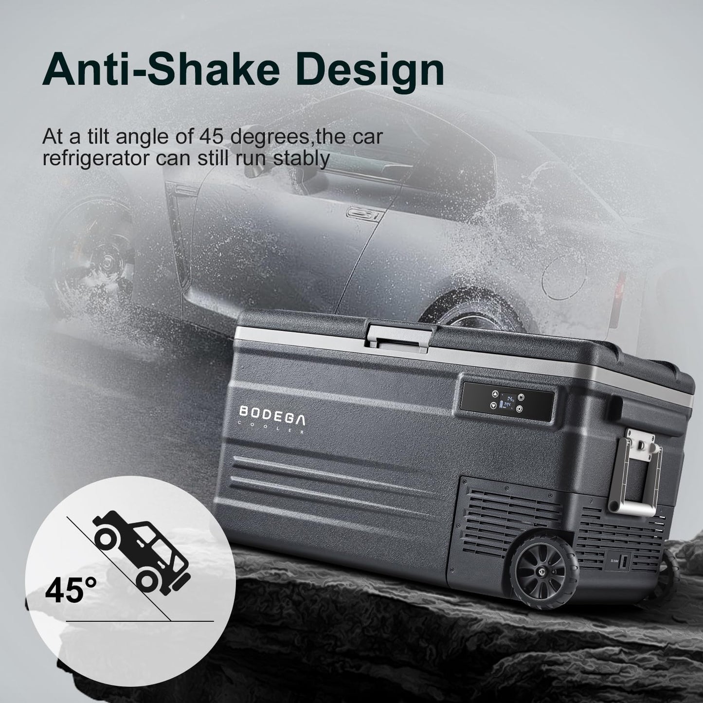 BODEGACOOLER 12 Volt Car Refrigerator,80 Quarts Portable Fridge,75L RV Freezer Single Zone,with APP Control,-4℉-68℉ Car Cooler,12/24V DC & 100-240V AC for Travel, Camping,Outdoor,Truck,SUV