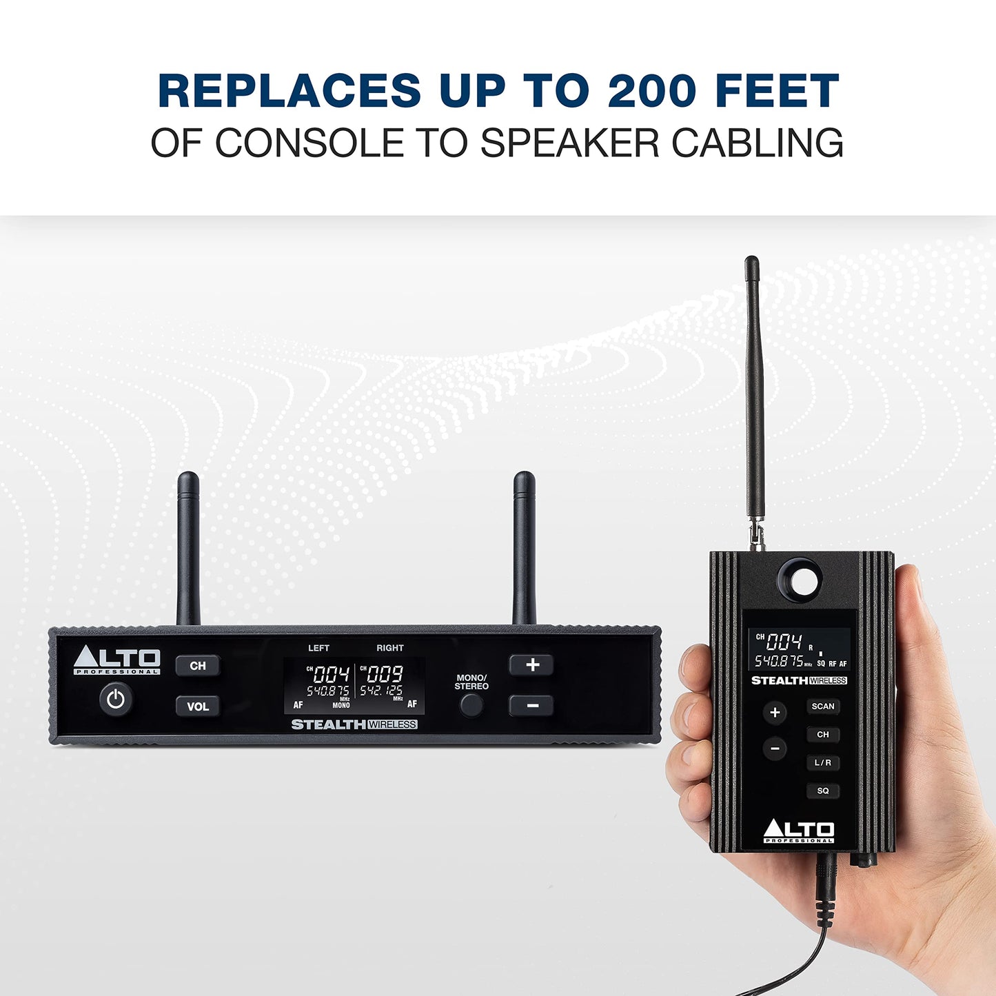 ALTO Stealth Wireless MKII UHF Stereo Wireless Audio System for Active Speakers with Transmitter and 2 Receivers, 2 XLR Ins, Expandable