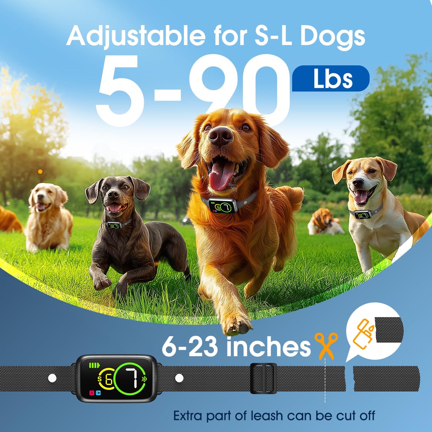 Dog Bark Collar, Smart Bark Collar for Small Dogs 5-15lbs Medium Large Dogs, Effective AI Barking Collar with Adjustable Beep Vibration Modes & 7 Sensitivity, Automatic Anti Barking Device for Dog
