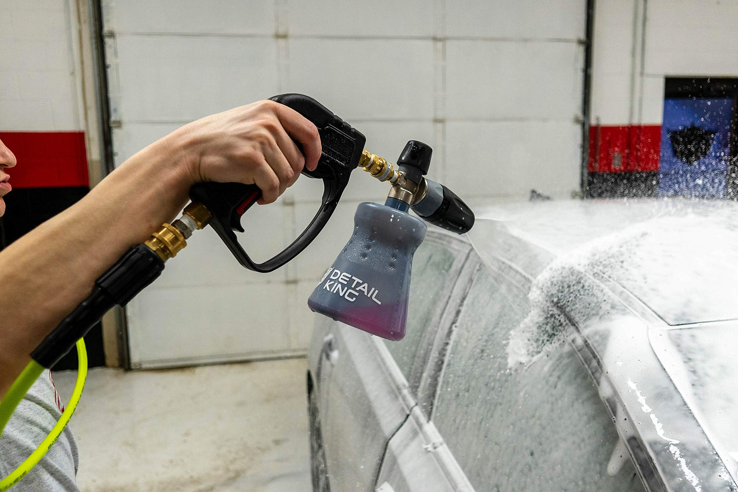 Detail King MTM Hydro PF22.2 Professional Auto Detailer Foam Cannon - Green Chenille Microfiber Mitt - 16oz of Black Cherry Car Wash Soap with Wax