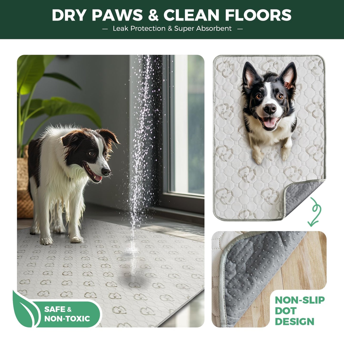 FXW Washable Pee Pads for Dogs, Puppy Pads with Super Absorbent, Specifically Designed for FXW Rollick/Homeplus 24inch 8 Panels Dog Playpen, 63" Square, Khaki, 1 Pack